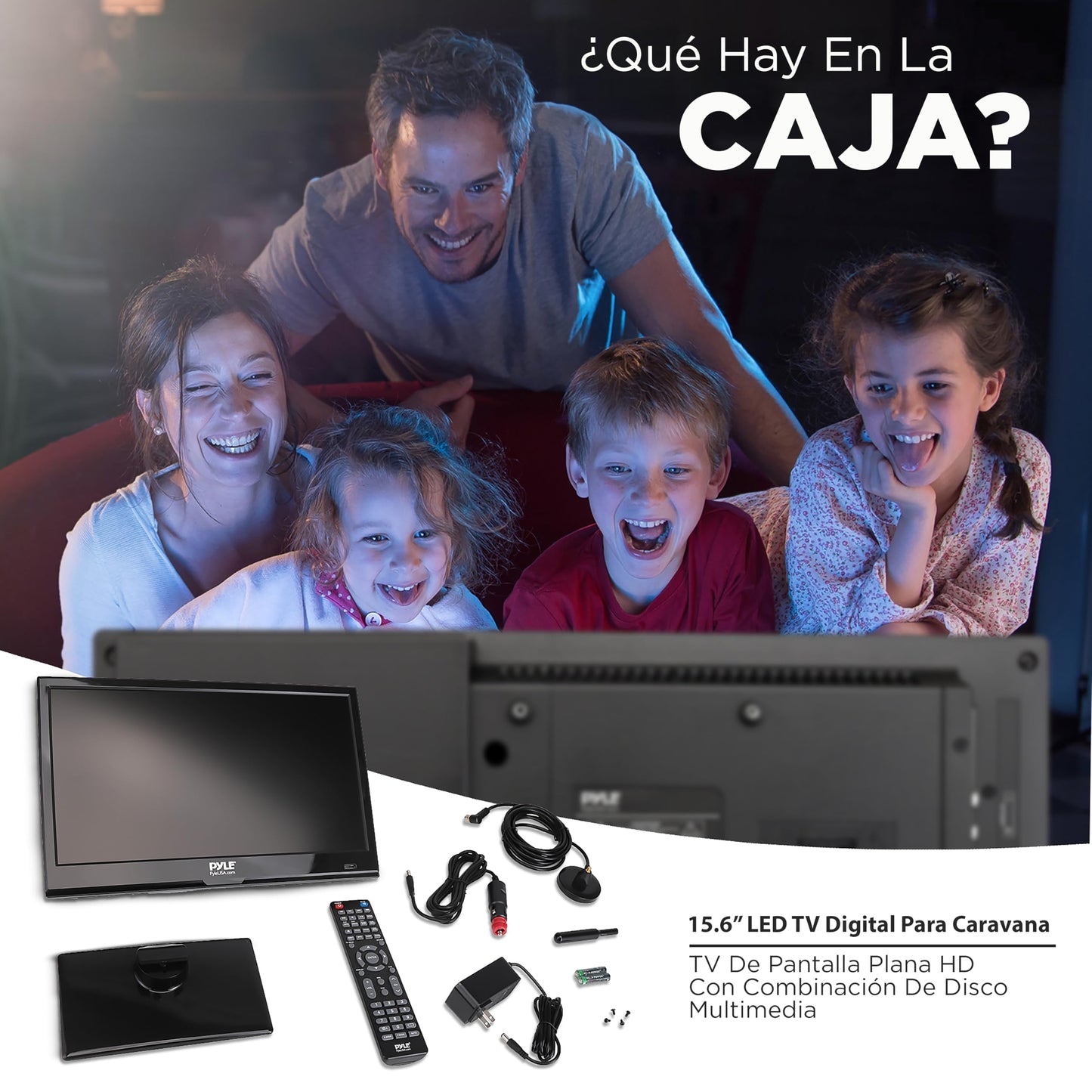 Pyle TV LED 15 pulgadas 1080p - pantalla plana FHD, HDMI, RCA, DVD integrado, montable en pared, compatible con Mac y PC, control remoto, negro