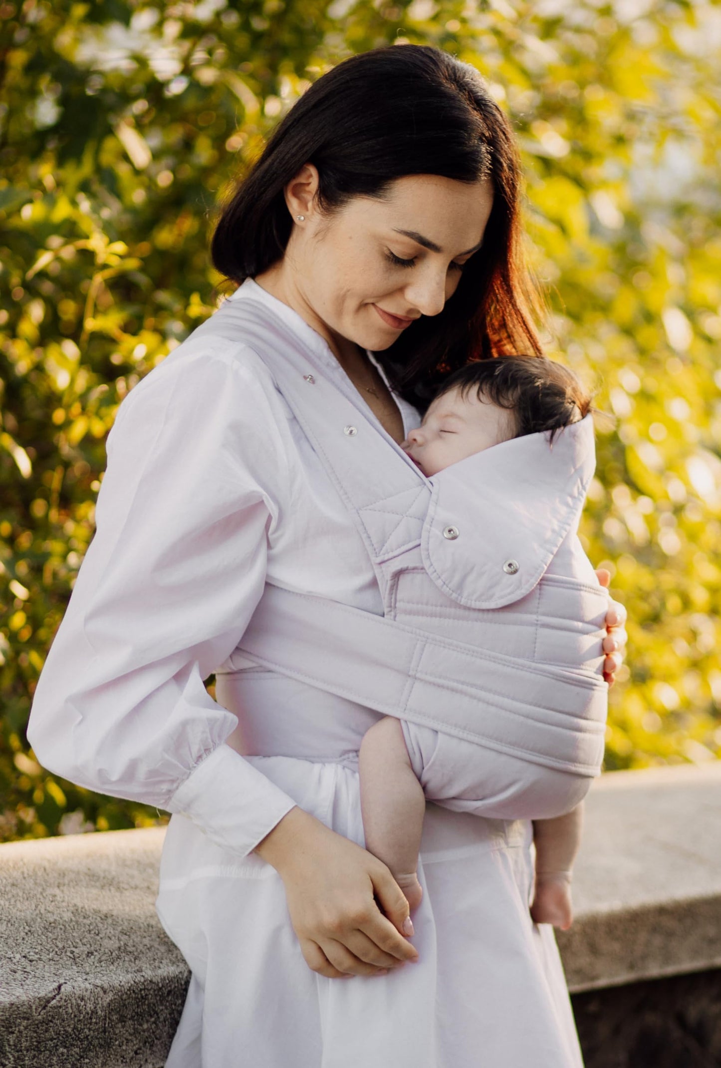 Portabebés Ajustable Marsupi Morado Lila Algodón Orgánico para Recién Nacido Talla SM