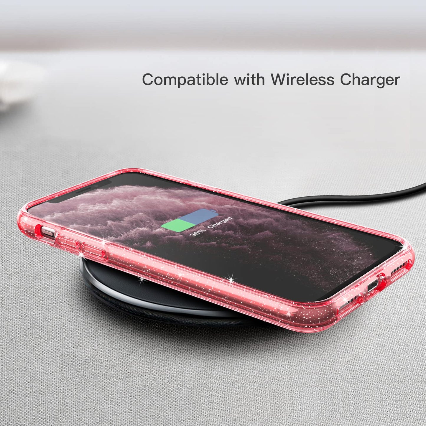 JETech Funda Glitter para iPhone 11 Pro, 5,8 Pulgadas, Carcasa Teléfono Bumper Antigolpes Bling Sparkle, Cute Brillante para Niñas y Mujeres (Rojo)