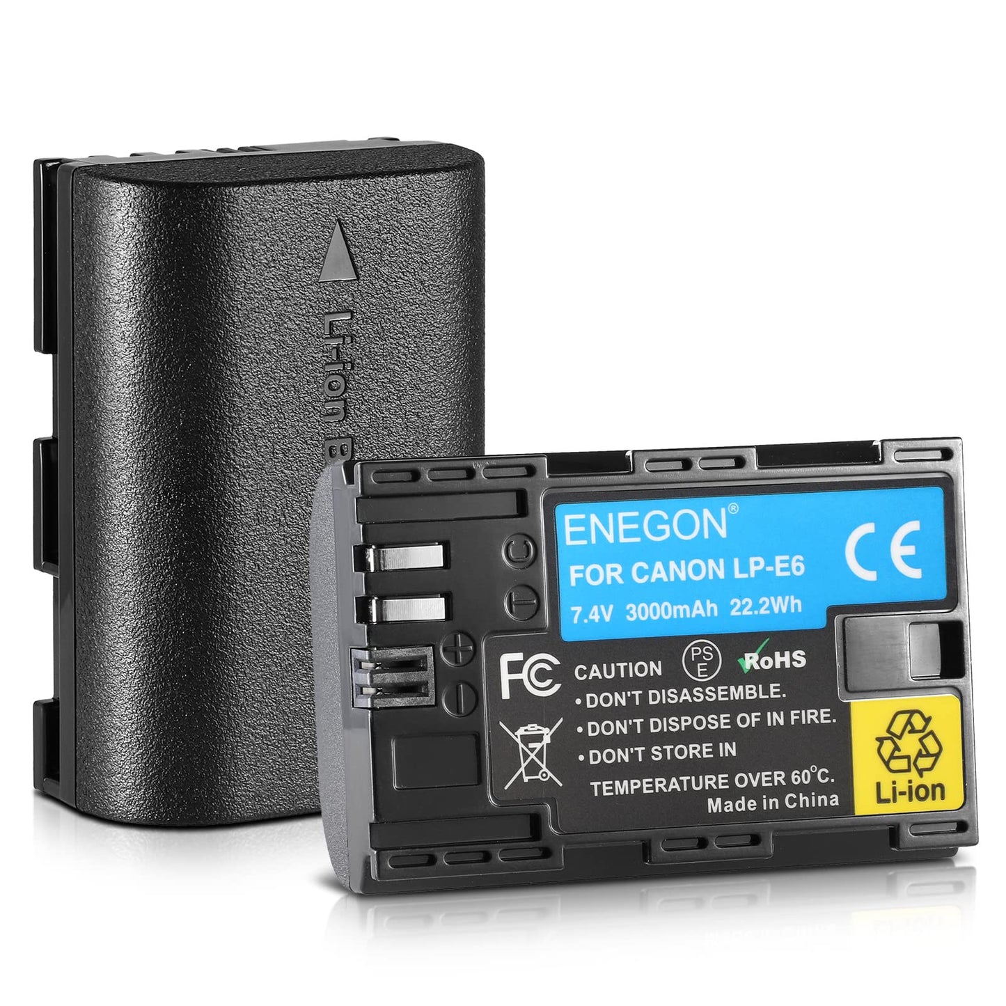 ENEGON LP-E6 LP-E6N Recargable Batería(2 * 3000 mAh) para Canon EOS 5D Mark II/III/IV, 5DS, 5DS R, 6D, 6D Mark II, 7D, 7D Mark II, 60D, 70D, 80D, 90D Cameras