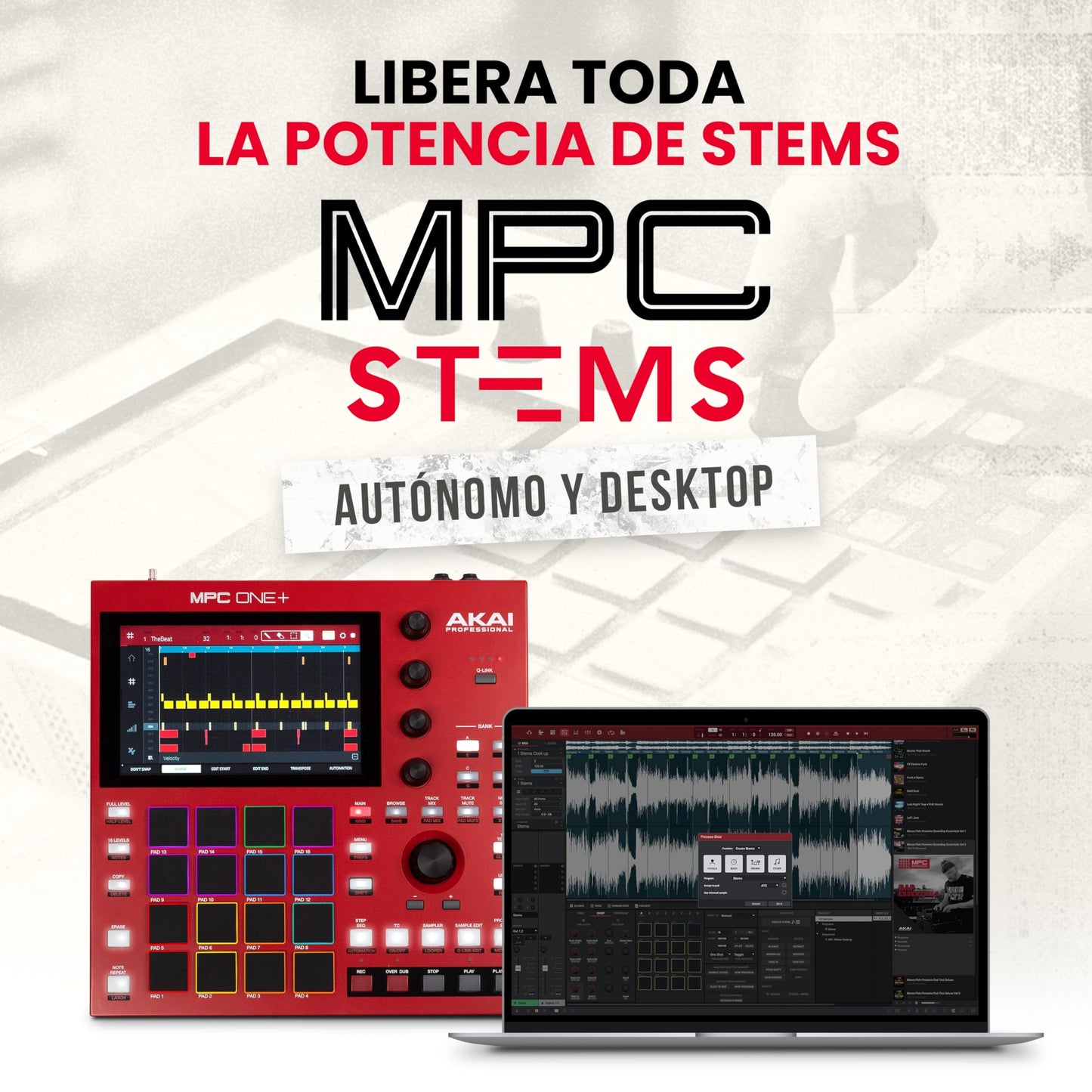 AKAI Professional MPC One+ caja de ritmos autónoma, creador de ritmos y controlador MIDI con wifi, Bluetooth, drum pads, plugins y pantalla táctil
