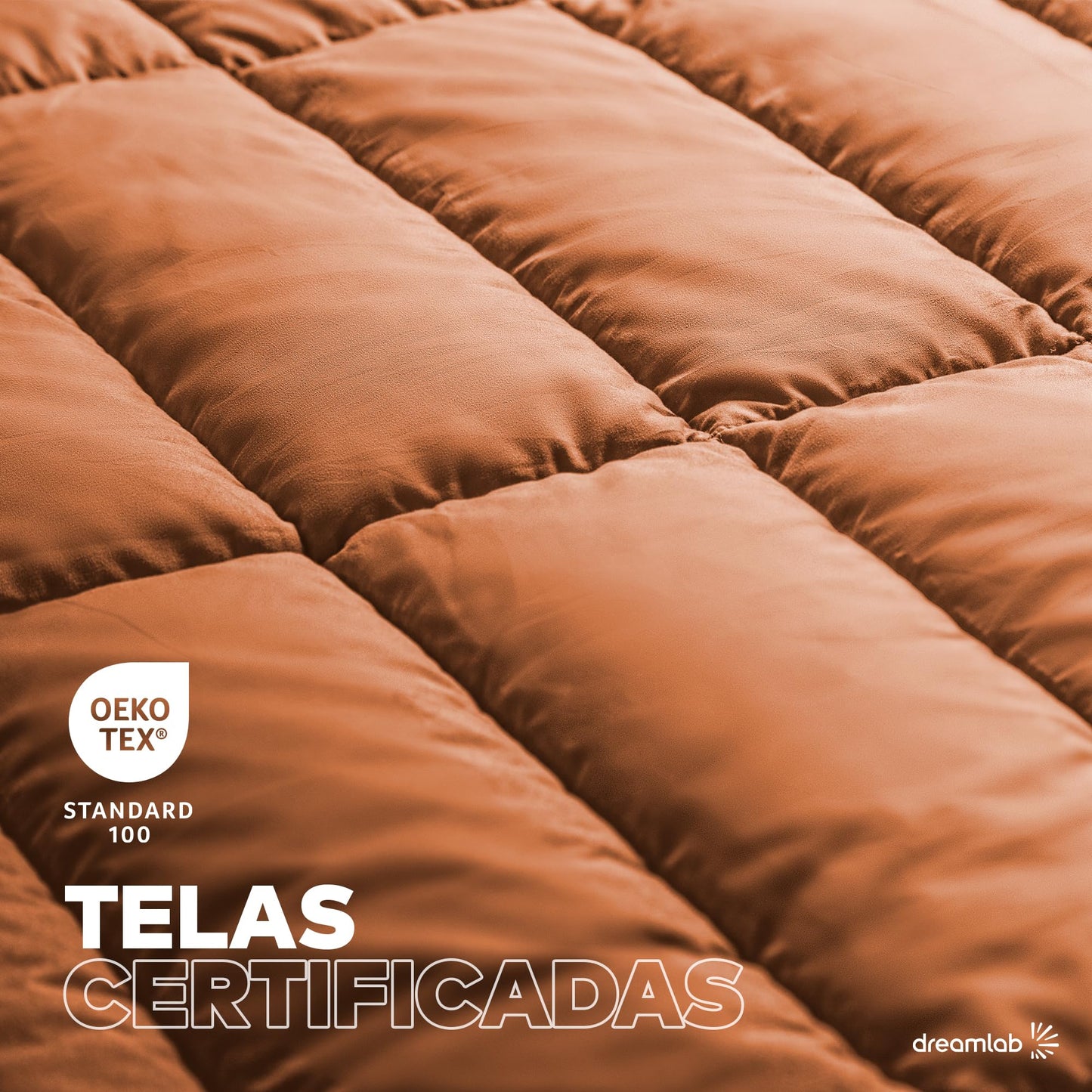 Dreamlab Edredón Acolchado para Toda Estación. Relleno de Microfibras Recubiertas con Gel. Lavado a Máquina. Usar como Edredón o con Funda Duvet. Hipoalergénico.(Naranja Quemado,King Size 259 x 223cm)