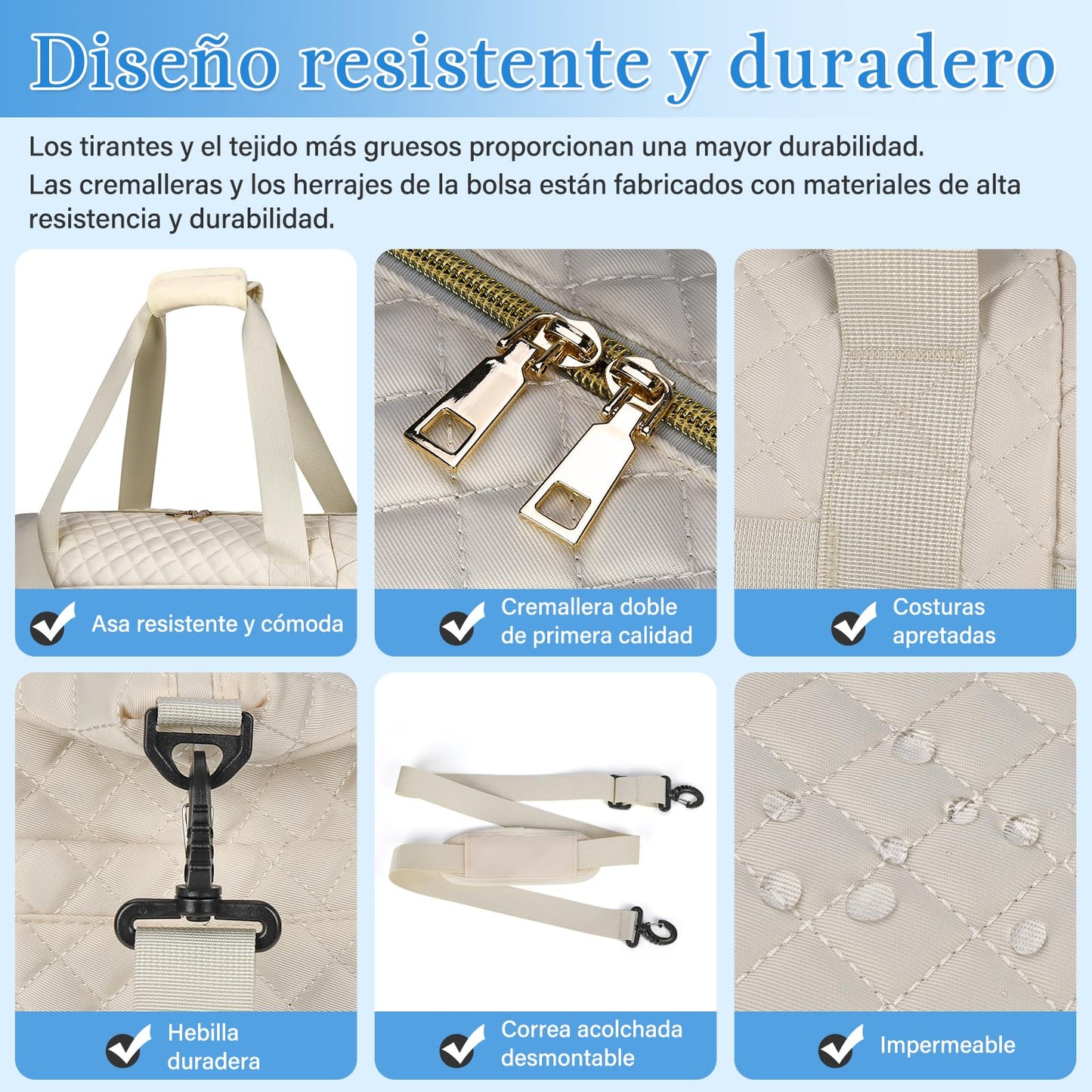 Bolsa de Viaje SDYSM Beige con Puerto USB y Compartimento para Zapatos para Hombre y Mujer