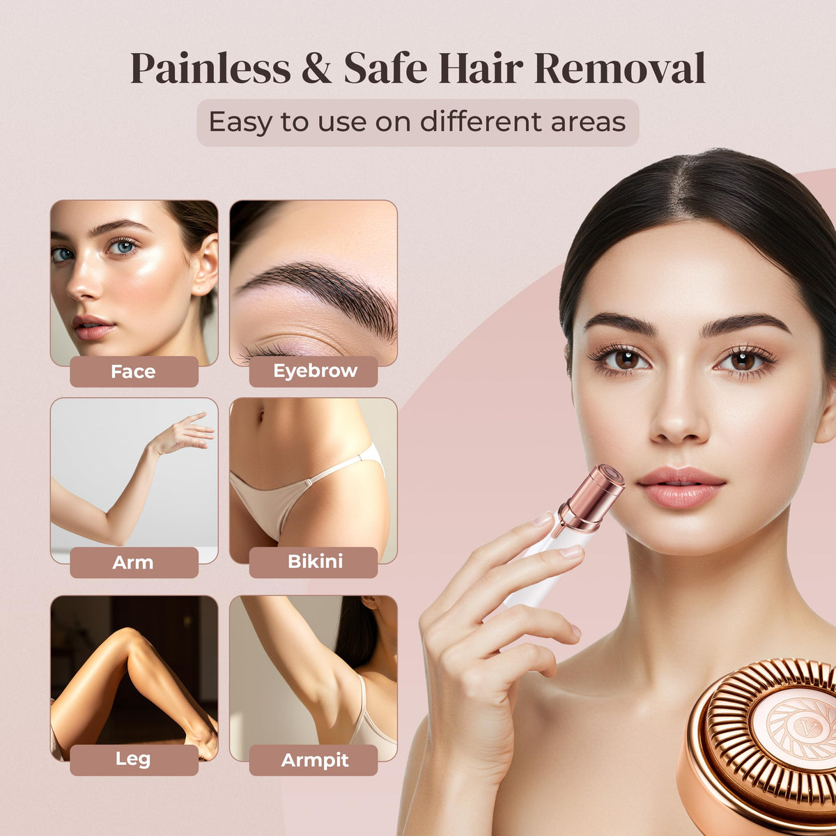 Cabezales de repuesto para acabado táctil sin fisuras faciales para mujeres, también se promueve la inobelleza gurelax EVIEY KRADAA VISOFO Bikurpia Hair Remover Razor (Gen1)
