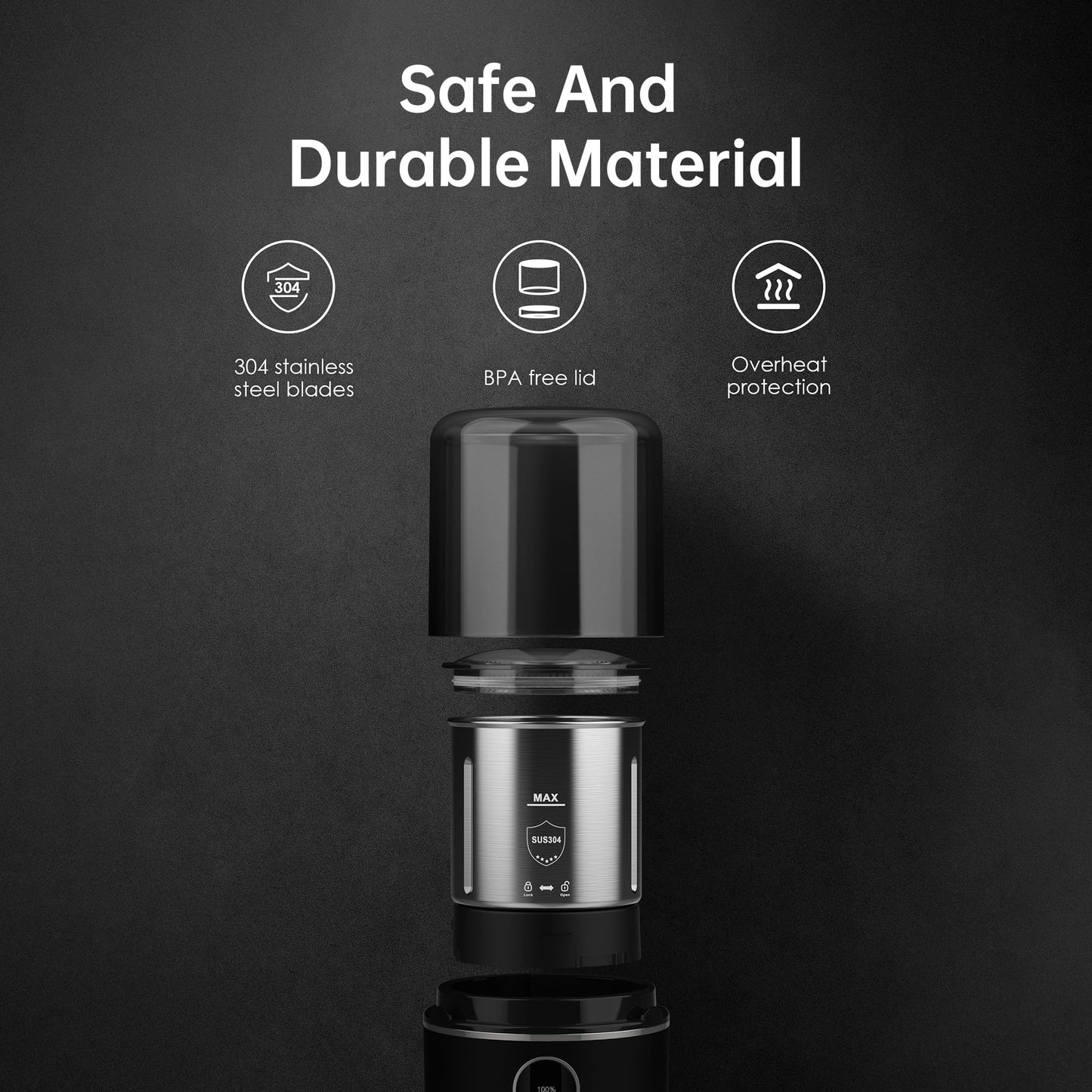 DmofwHi - Molinillo de café inalámbrico eléctrico, recargable por USB, con hoja de acero inoxidable 304 y tazón extraíble, color negro