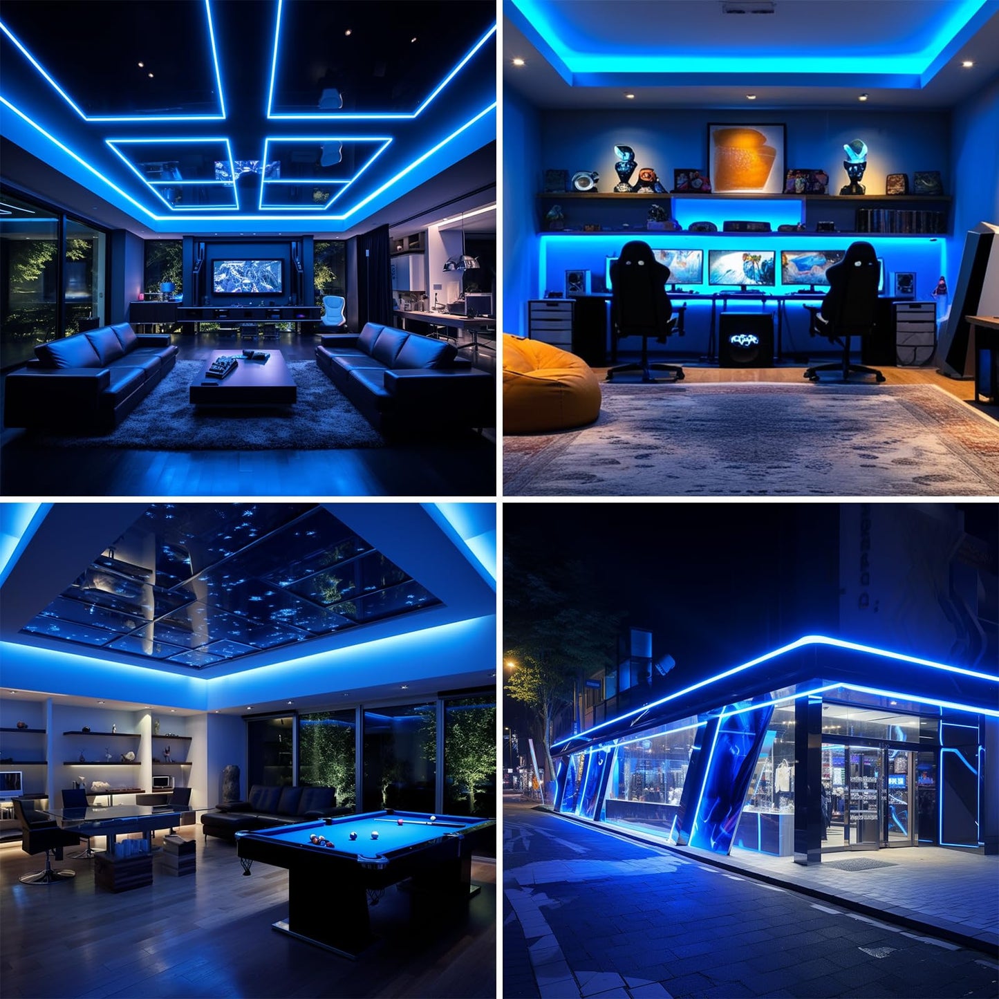 BENLUN Tira LED COB 110V 20 Metros, Azul Luces de LED Exterior Impermeable, 10W/M CRI 90+ Flexible Luz LED sin Transformador para Habitacion Techo, Decoración, Patio