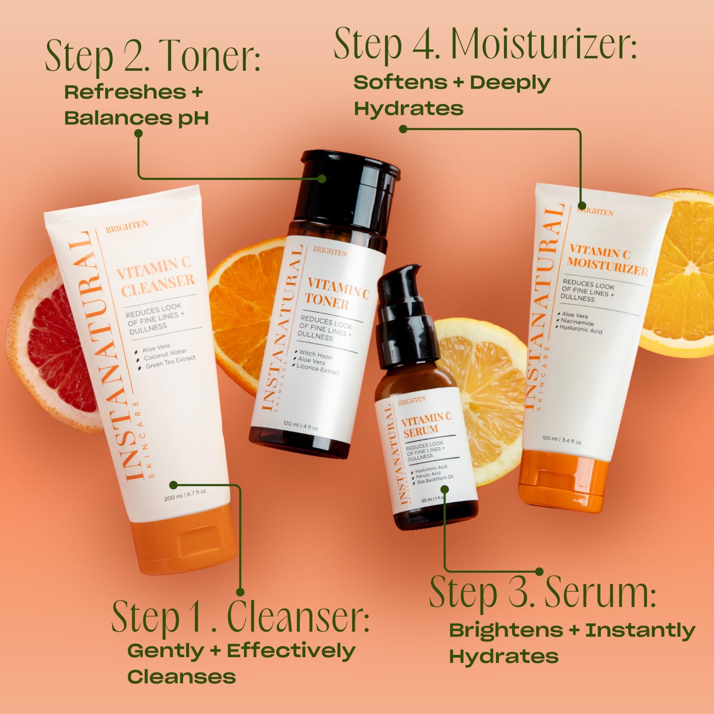 InstaNatural Vitamin C Moisturizer Cream - Anti Aging Face Lotion with Hyaluronic Acid & Organic Jojoba Oil - Fine Lines, Wrinkles, Hyperpigmentation, Dark Spots, & Acne - Men & Women - 3.4 oz