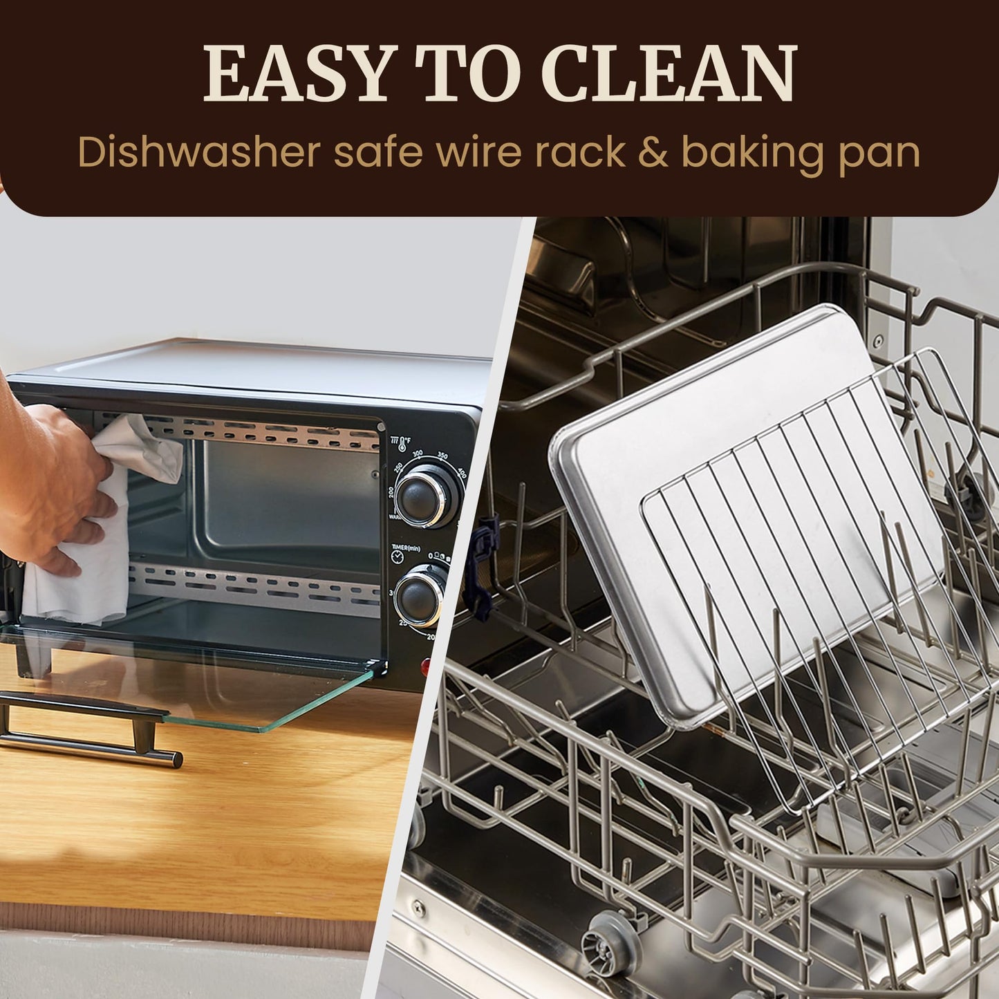 Elite Gourmet ETO490 - Horno tostador para encimera de 9 l/4 rebanadas con temporizador de 30 minutos, control de temperatura ajustable, incluye charola para hornear y estante de alambre, hornear,
