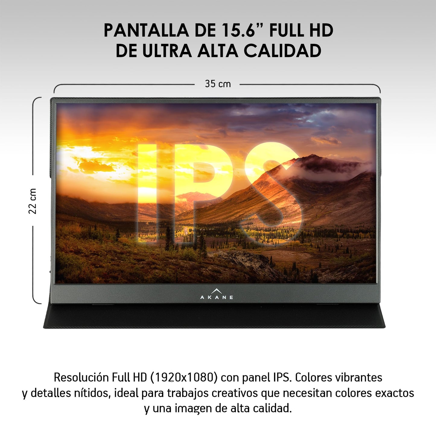 Akane Monitor Portátil Full HD 15.6 Pulgadas, Pantalla Externa para Laptop, Celular y Consola, Conexión USB-C y Mini HDMI, para Android, iOS, Windows, Nintendo Switch y más, con Funda Magnética