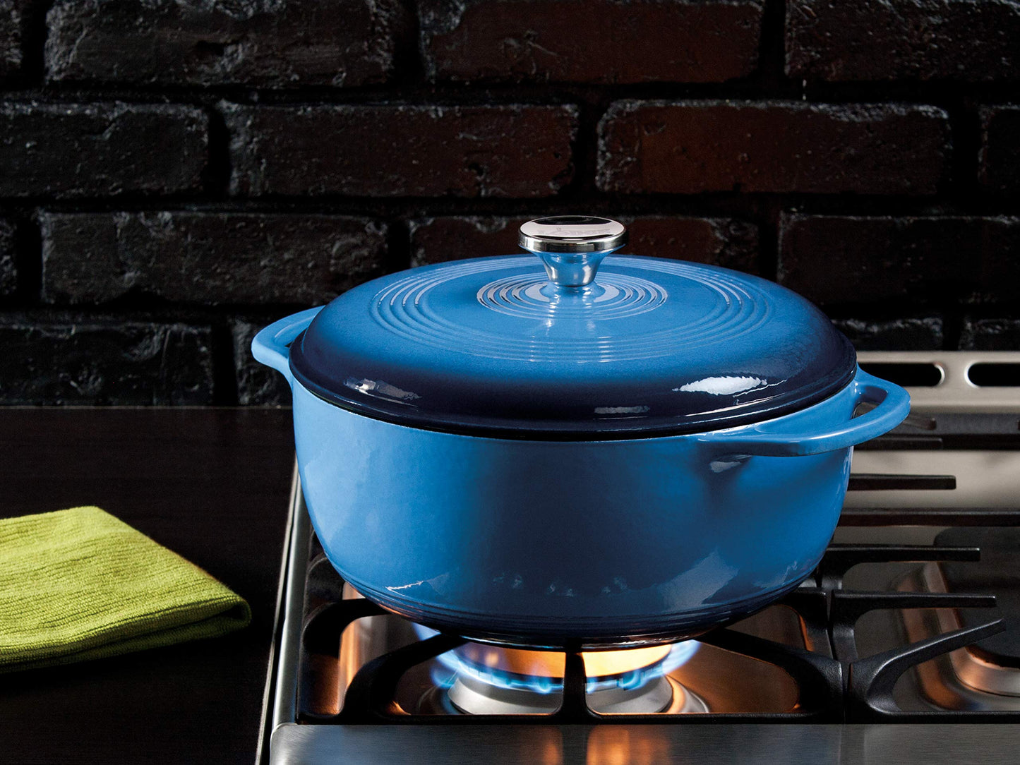 Lodge - Horno holandés de hierro fundido esmaltado Color EC6D33, azul, 6 cuartos de galón