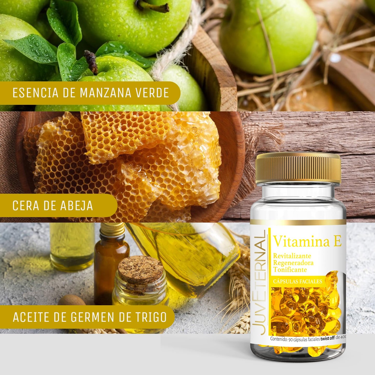 Juveternal Kit 6 frascos Cápsulas Faciales Ácido Hialurónico Cápsulas Faciales Colágeno Biotina Cápsulas Faciales Vitamina C Cápsulas Faciales Vitamina E Cápsulas Faciales Biotina Cápsulas Faciales Retinol 90 cáps c/u Efecto Litting Reafirma y Retexturiza