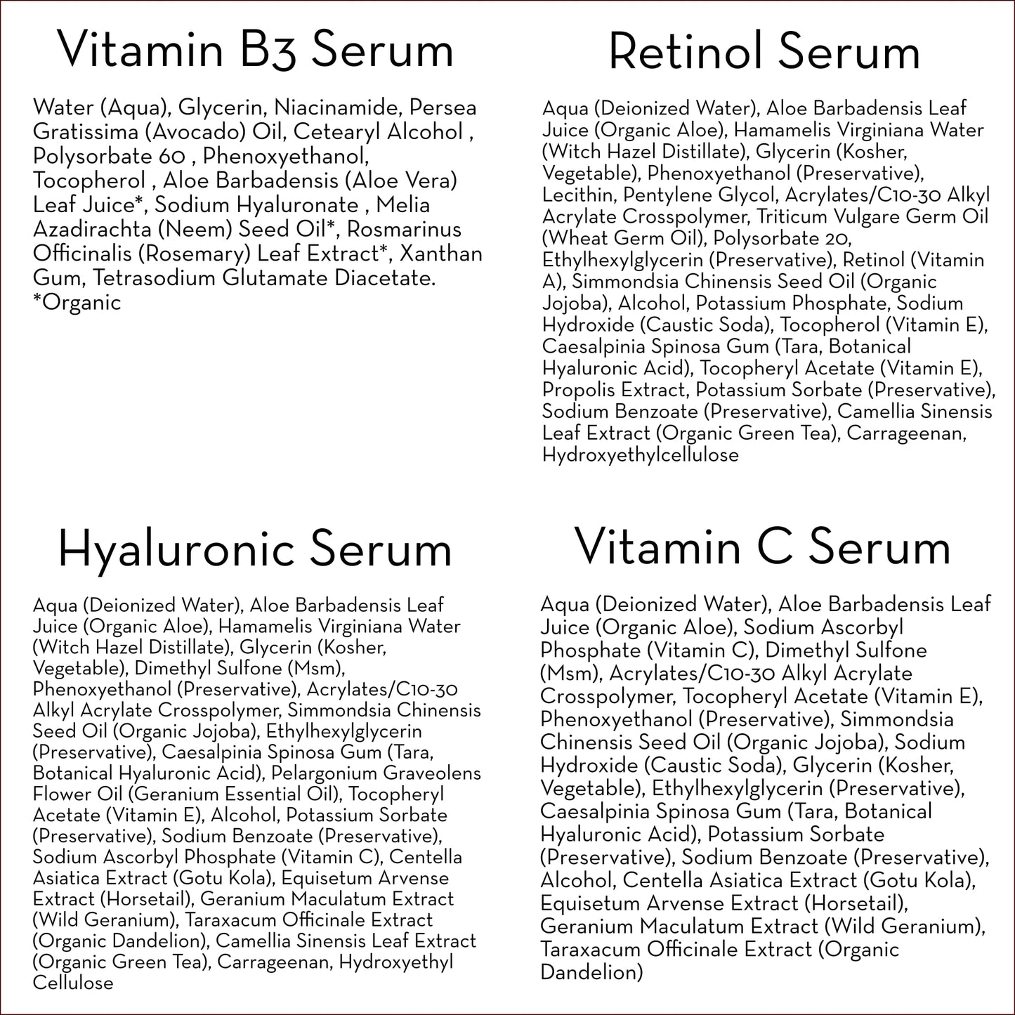 Pure Body Naturals Facial Serum Set - Hyaluronic Acid Serum, Retinol Serum, Vitamin C Serum, and Vitamin B3 Serum - A Perfect Serum Gift Set for Women of All Ages