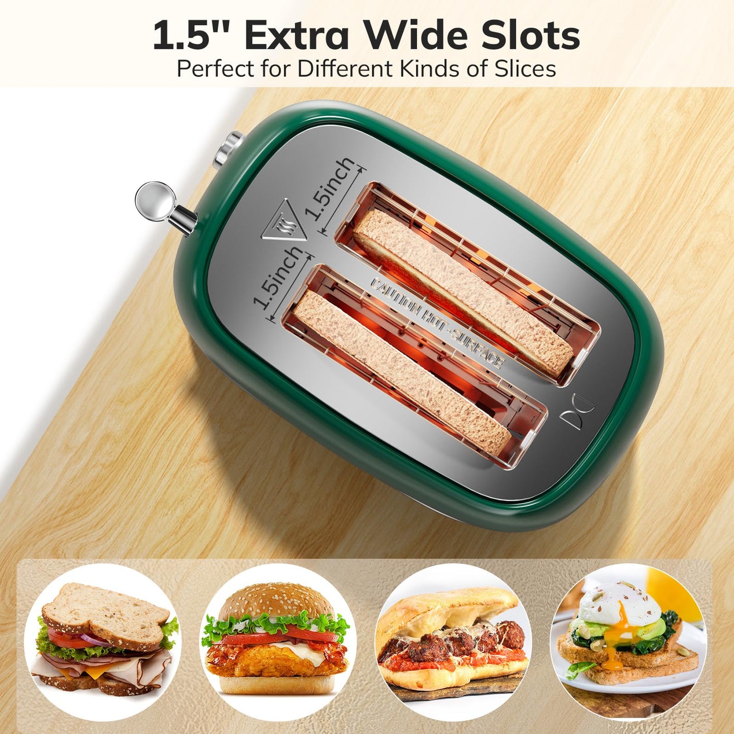 tostador de 2 rebanadas de acero inoxidable con 6 ajustes de sombra de pan, bagel, función de cancelación, descongelación, tostador retro de 2 rebanadas con ranura extra ancha, bandeja extraíble para