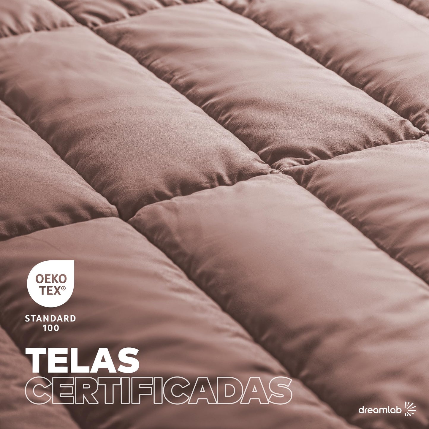 Dreamlab Edredón Acolchado para Toda Estación. Relleno de Microfibras Recubiertas con Gel. Lavado a Máquina. Usar como Edredón o con Funda Duvet. Hipoalergénico. (Rosa Palo, Queen 223 x 223cm)