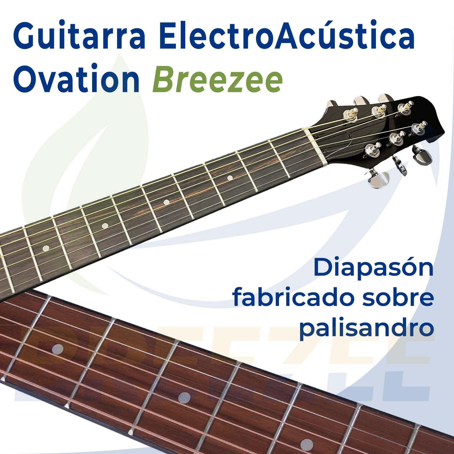 BREEZEE Guitarra ElectroAcústica Redonda de 41”, Incluye Accesorios, Diseñada sobre Fibra de Carbono y Abeto, Pastilla de 2 Bandas, Transmisión de Sonido Natural, Barnizado de Alto Brillo, Moderno