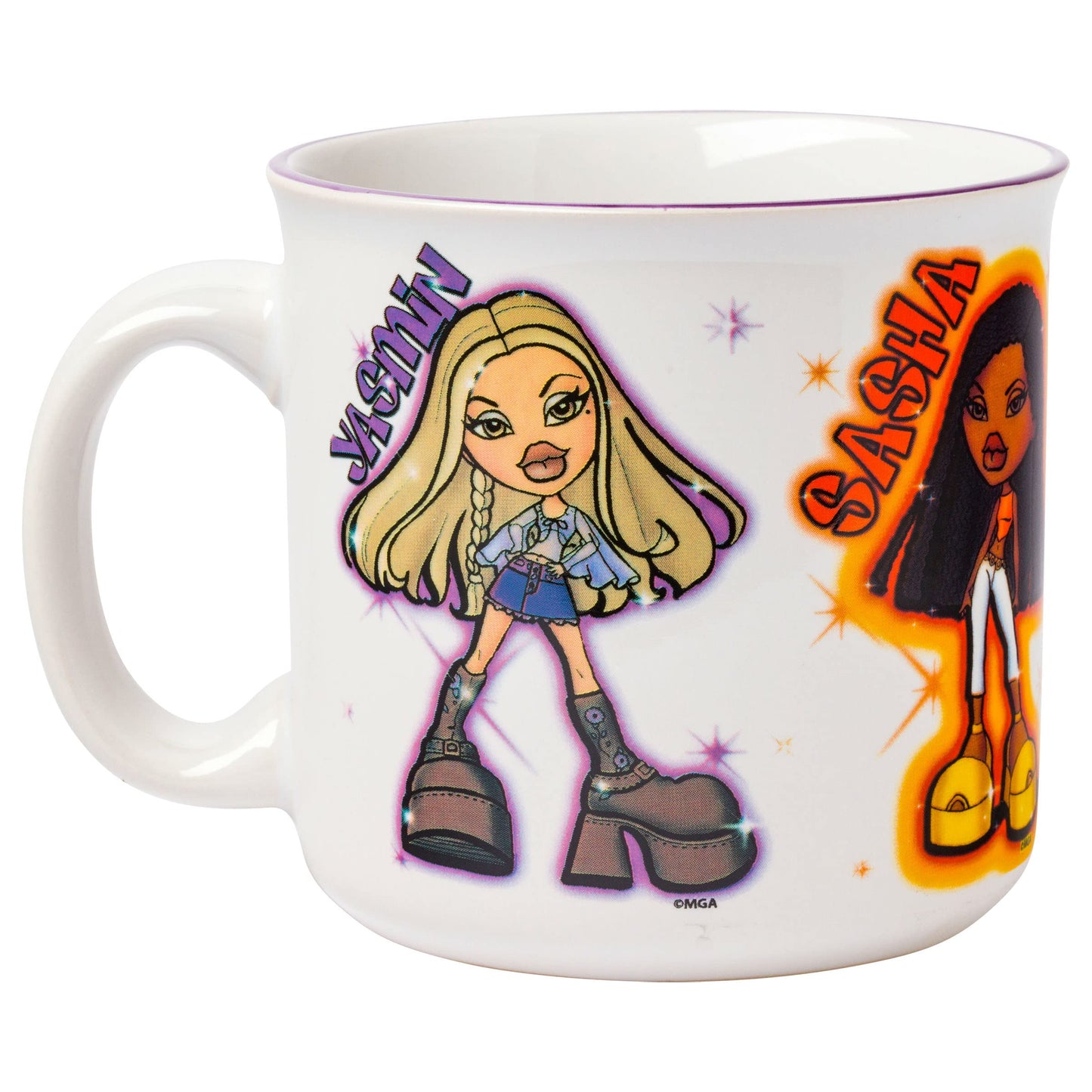 Taza de Cerámica Silver Buffalo Bratz Dolls Blanca con Yasmin, Sasha, Jade y Cloe