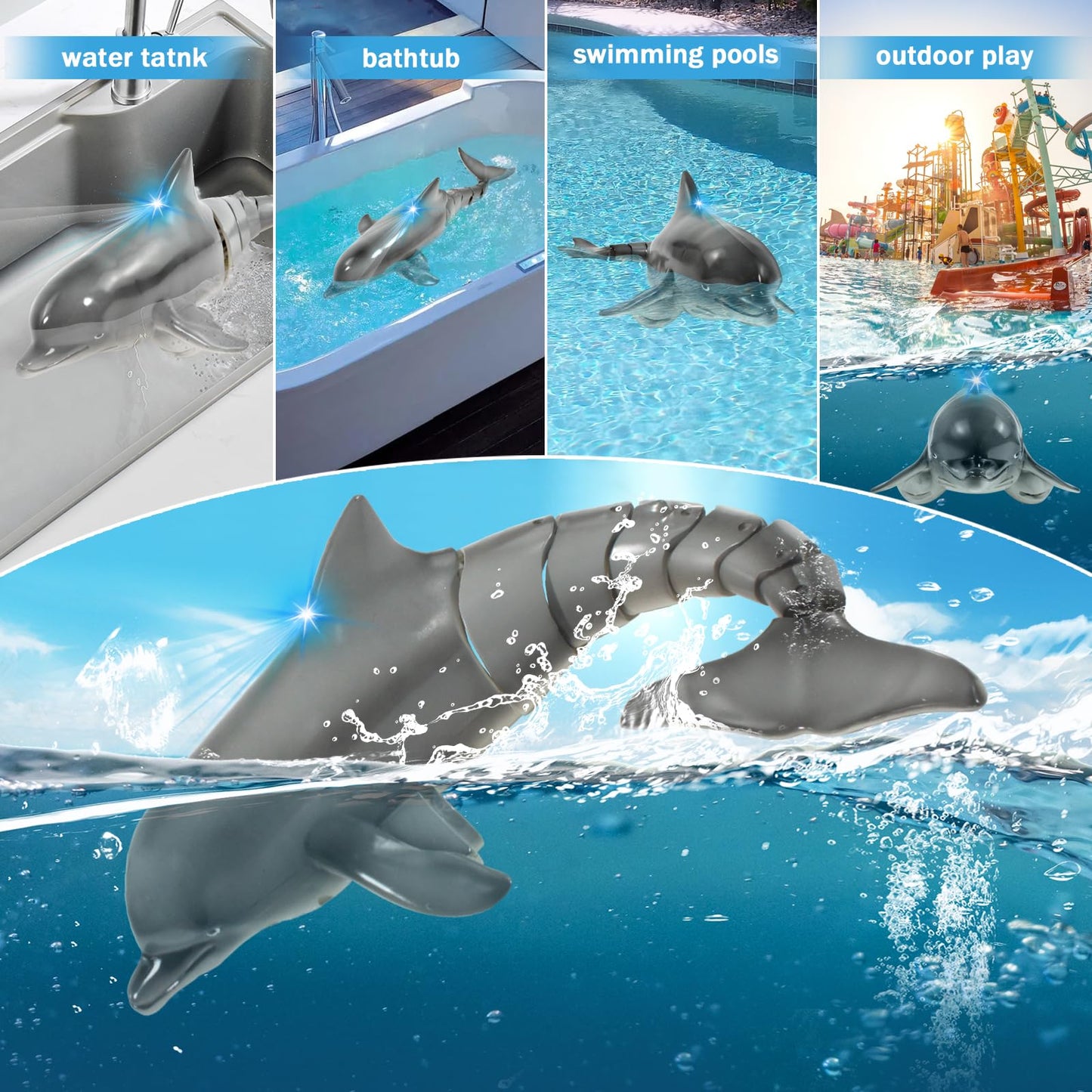 Control remoto de tiburón delfín, juguetes de piscina de agua para niños de 8 a 12 años, 2.4G de simulación alta delfines oceánicos con luz, juguetes de baño para niños y niñas de 6 años