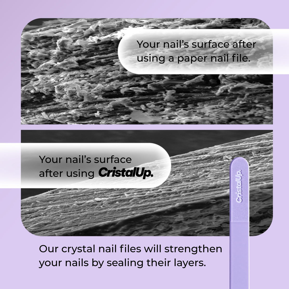 Lima de uñas de cristal Cristal UP de 5,3 pulgadas, lima de vidrio duradera, ecológica, suave para las uñas, perfecta para el hogar, la oficina y para llevar, diseño elegante para resultados