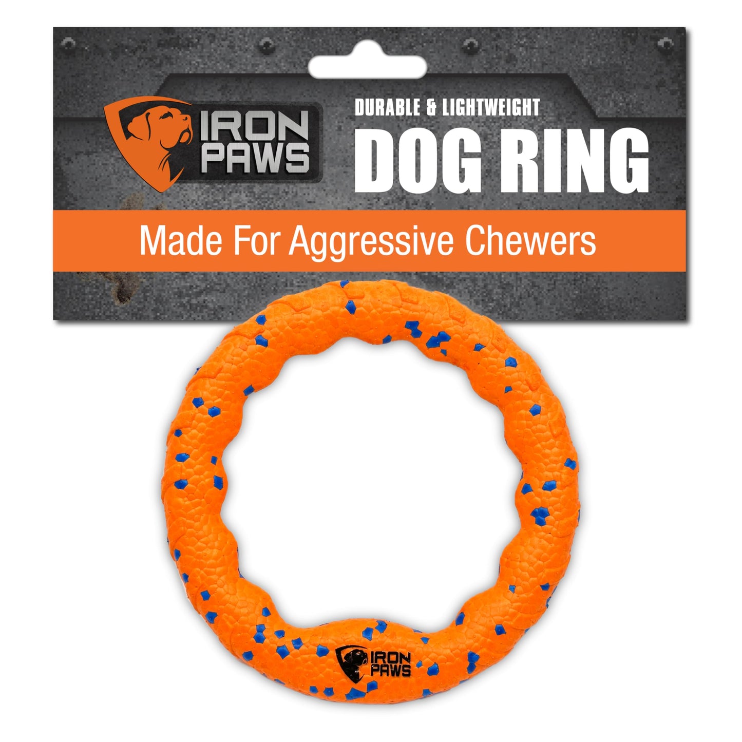 Iron Paws - Juguete de anillo indestructible para perro, color naranja - Juguetes resistentes para masticadores agresivos, disco volador de perro para buscar, tirón de guerra y entrenamiento de perros