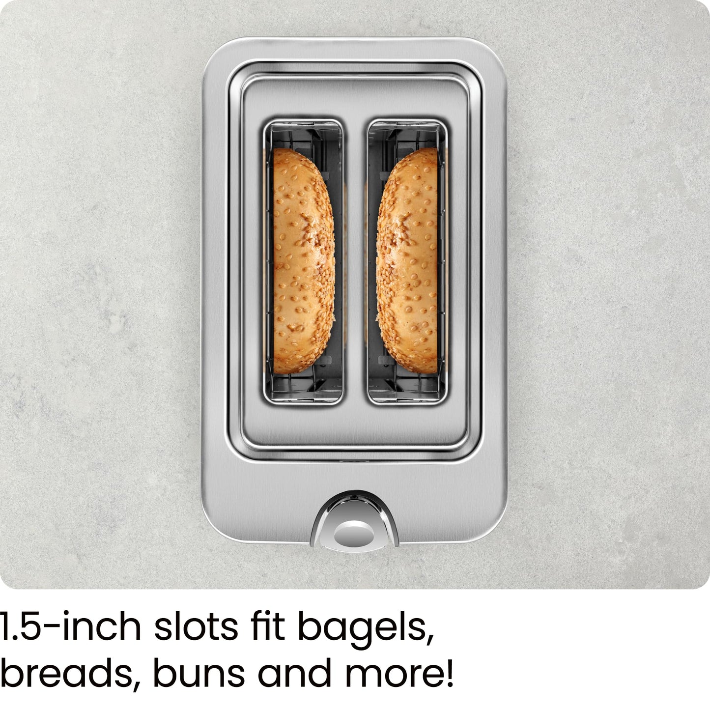 Chefman tostador digital de 2 rebanadas, pop-up, acero inoxidable, ranuras extra anchas para bagels, descongelar, recalentar, funciones de cancelación, bandeja extraíble para migas