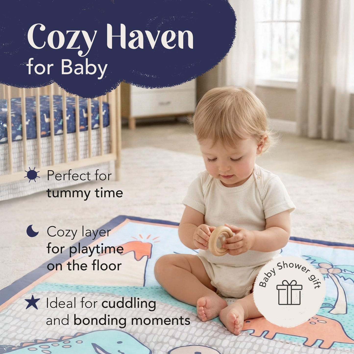 Hōmistry - Juego de ropa de cama para cuna de 3 piezas para niños - Edredón reversible, sábana bajera, falda de cuna - Juego de ropa de cama para cuna de bebé de microfibra suave, transpirable y