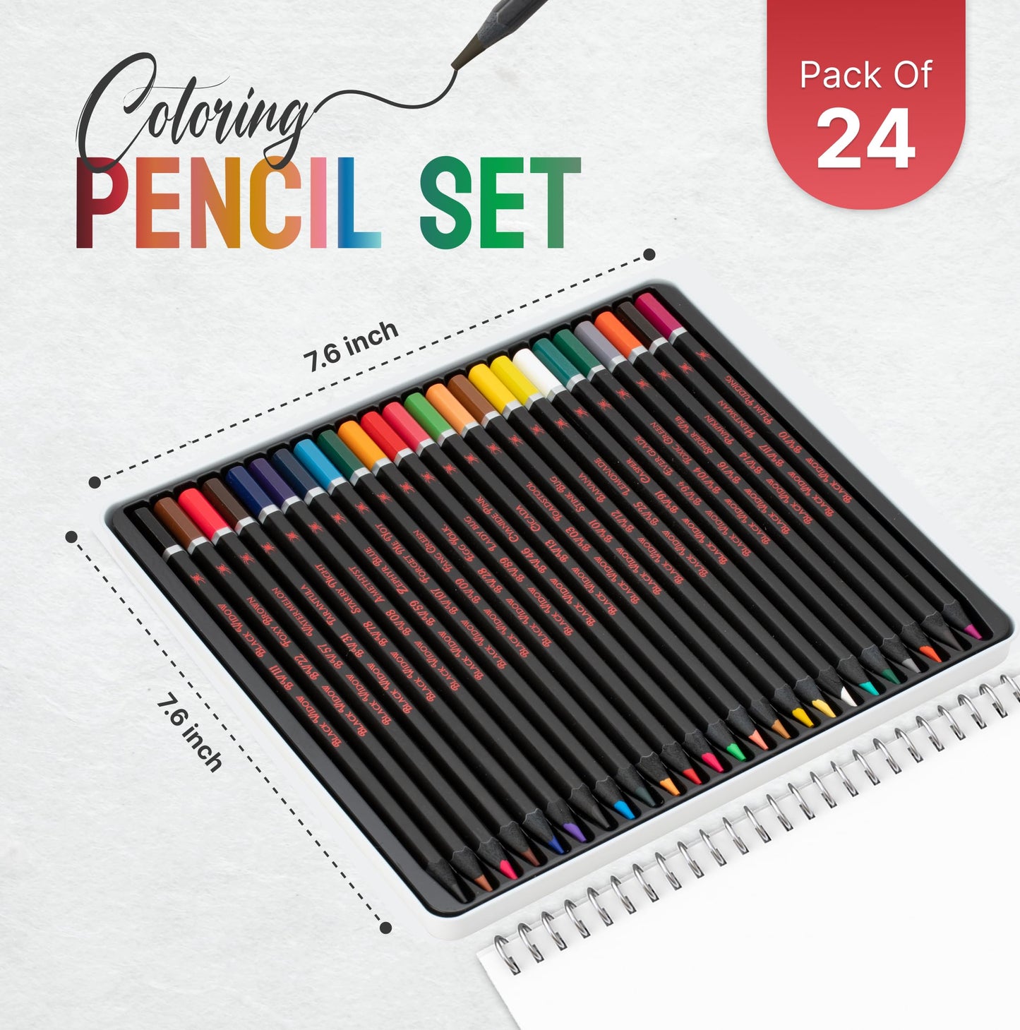 Lápices de colores Black Widow para adultos, 24 lápices de colores para libros de colorear para adultos, juego de lápices de colores para adultos, lápices de colores de cera suave (juego de araña)