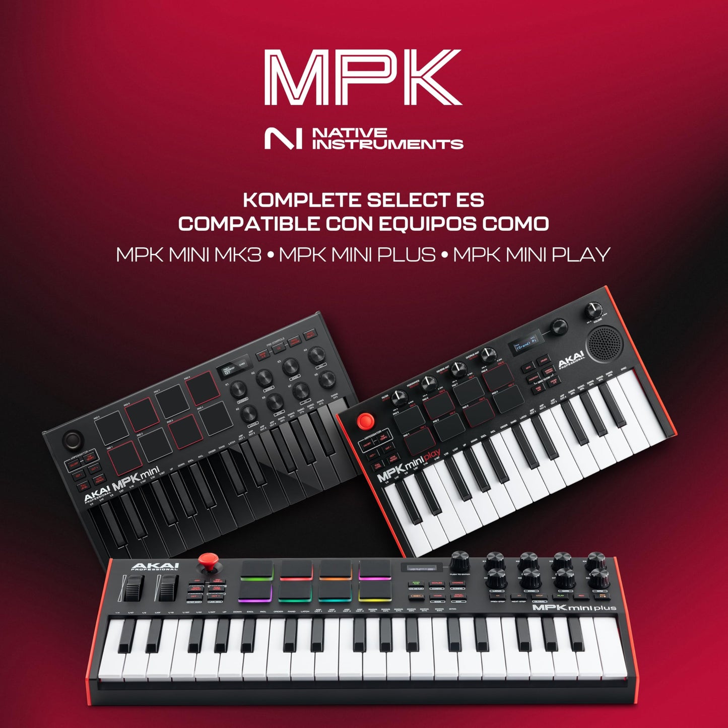 AKAI Professional MPK Mini MK3 - Teclado controlador MIDI USB de 25 teclas con 8 drum pads, 8 perillas y software de producción musical, negro