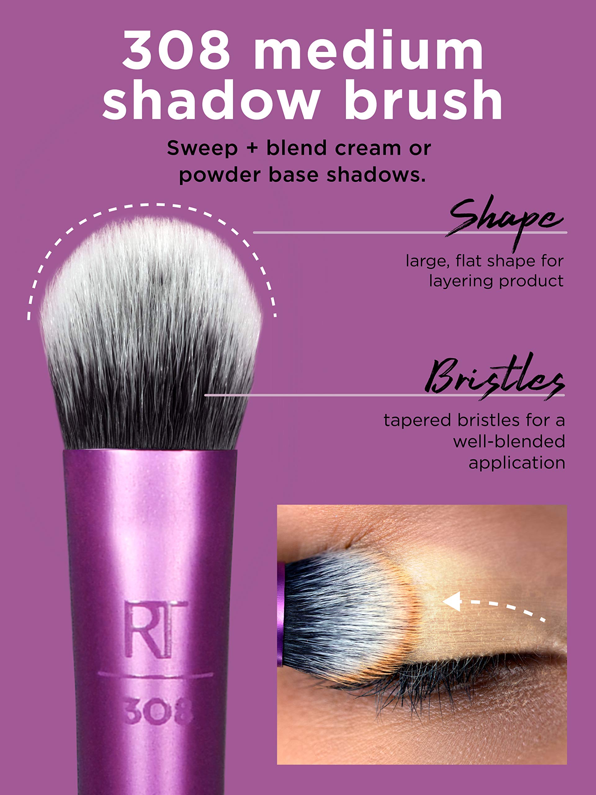 REAL TECHNIQUES, Kit de Brochas de Maquillaje para Ojos, Enhanced Eye Set, Incluye 5 Brochas + Taza para Brochas, Calidad Profesional