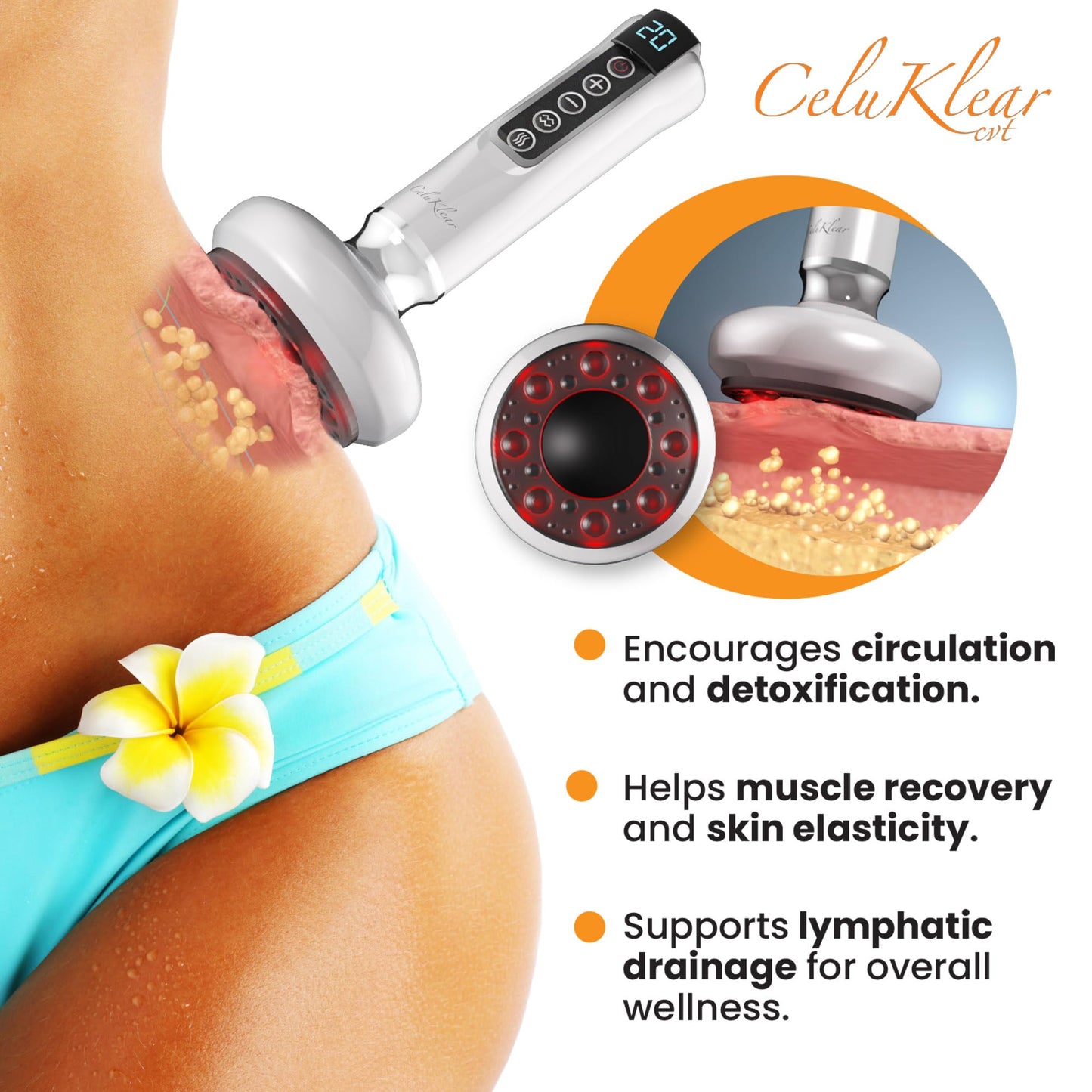Nuflair Masajeador Eléctrico De Ventosas Celuklear Cvt 3 En 1: Máquina De Ventosas Para Celulitis, Masaje De Tejido Profundo Y Drenaje Linfático. Succión Ajustable Que Favorece La Circulación Y La Sal