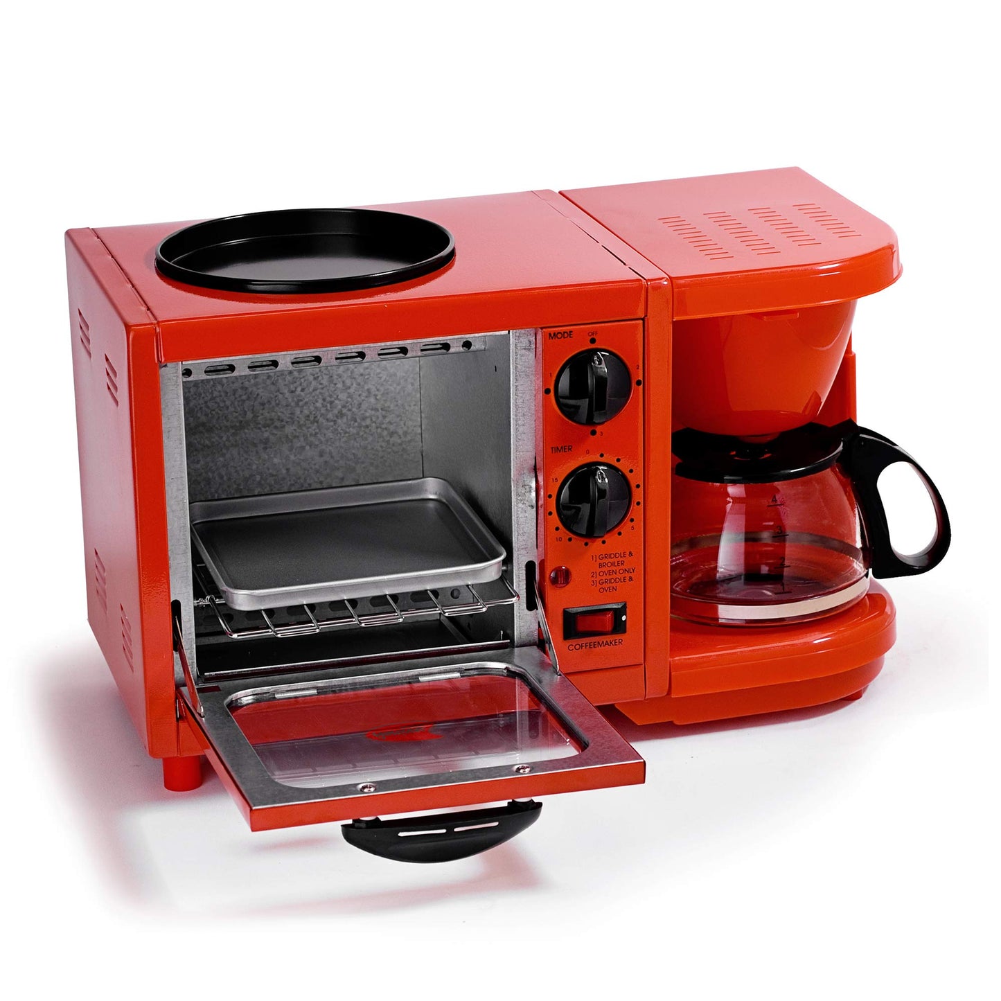 Elite Cuisine EBK-200R Maxi-Matic 3-in-1 Multifunction Breakfast Center, Red