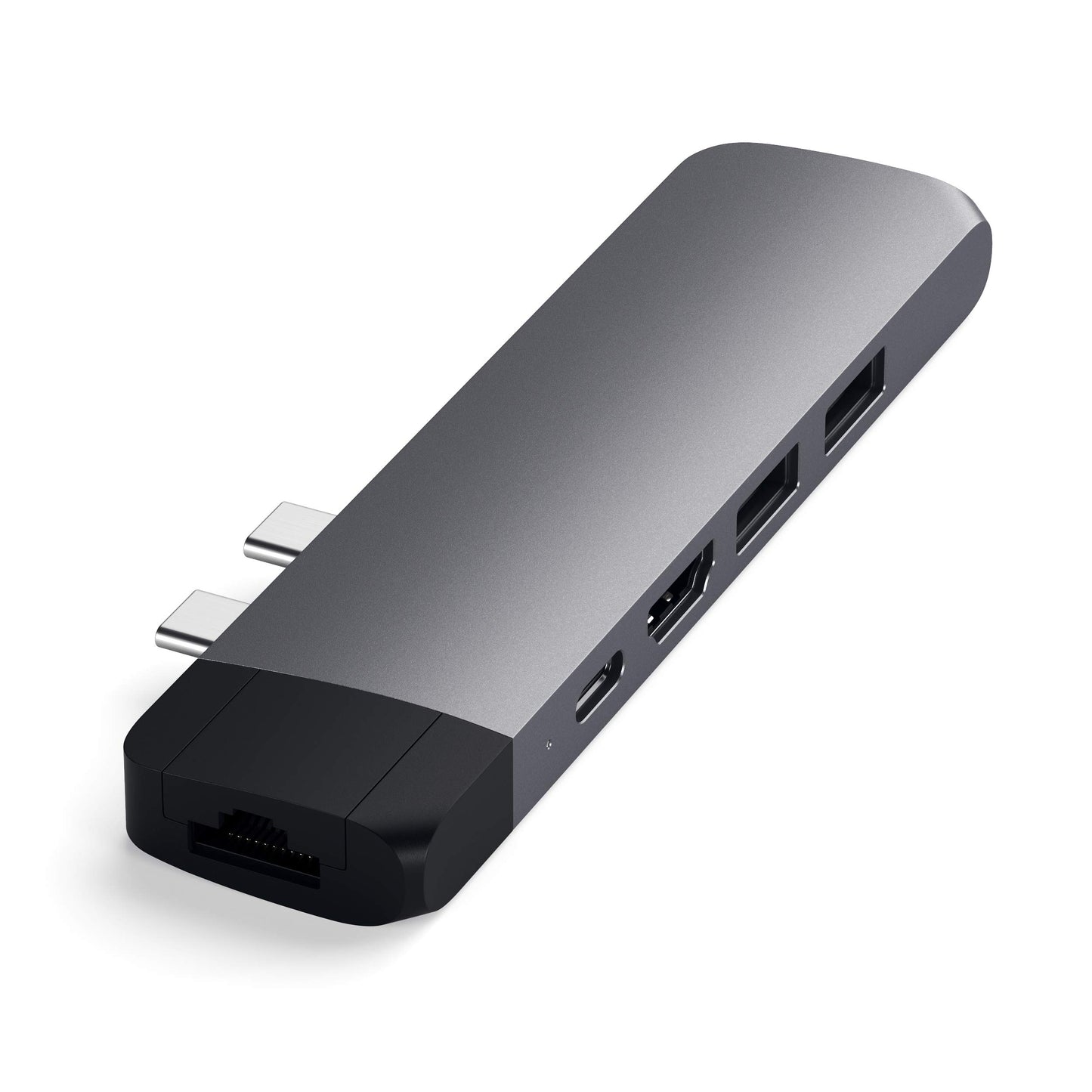 Adaptador Pro Hub Tipo-C Satechi Gris Espacial con Ethernet, 4K HDMI, USB-C PD y USB 3.0 para MacBook Pro/Air M2 M1