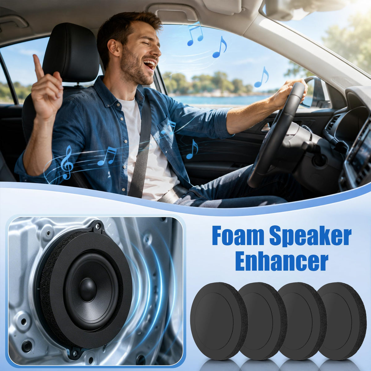 Potenciador de Altavoz Anglekai Negro de Espuma 6.5 Pulgadas con Bloqueo de Bajos
