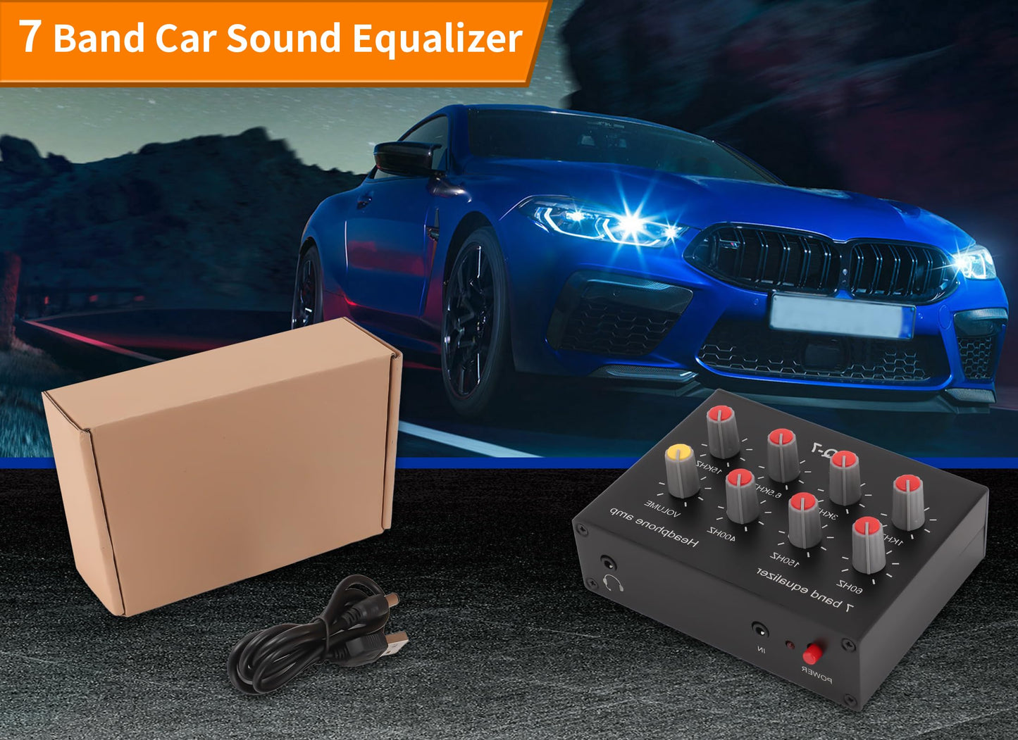 Gugxiom Ecualizador de Sonido de 7 Bandas, Ecualizador Digital de Doble Canal, Ajuste de Graves Altos de 12 DB, Entrada de Salida , Interfaz de Entrada de 3,5 Mm Compatible con