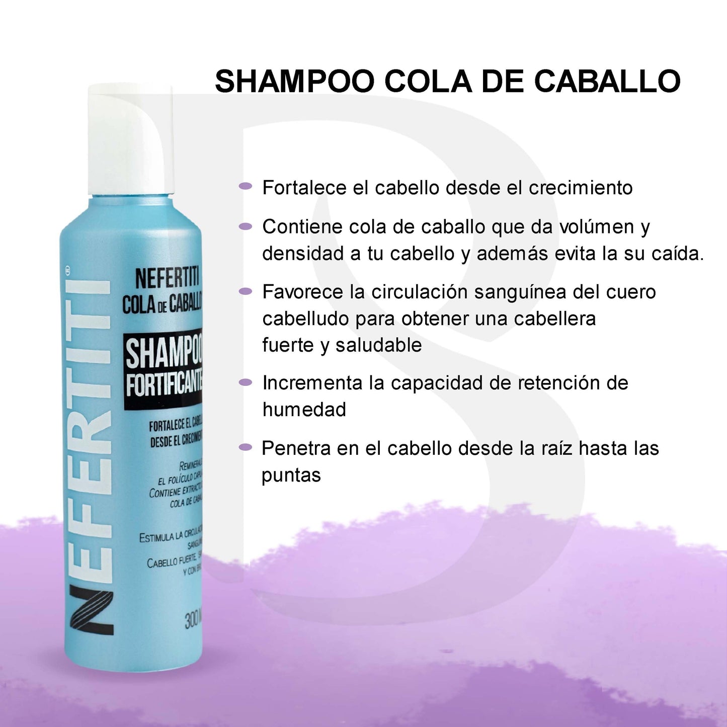 Shampoo Nefertiti Cola de Caballo con Keratina para Fortalecer y Estimular el Crecimiento del Cabello 300 ml