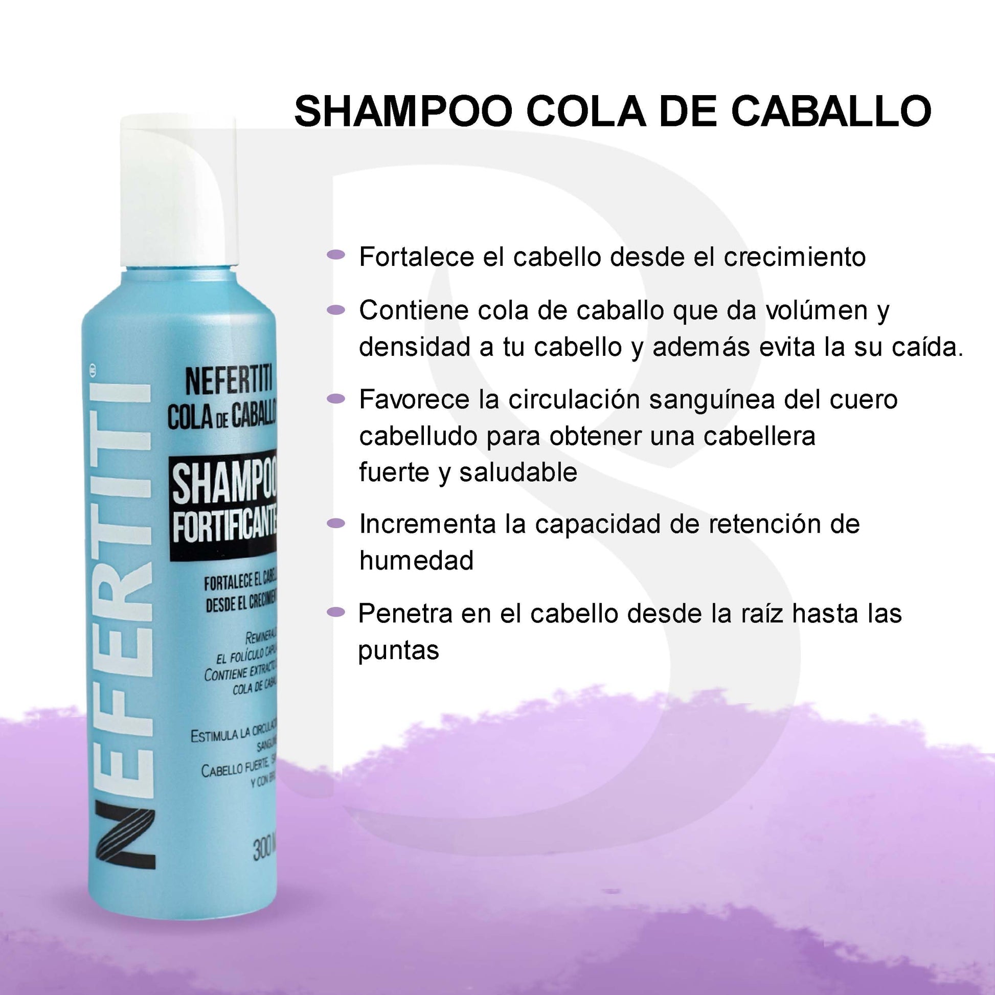Shampoo Nefertiti Cola de Caballo con Keratina para Fortalecer y Estimular el Crecimiento del Cabello 300 ml