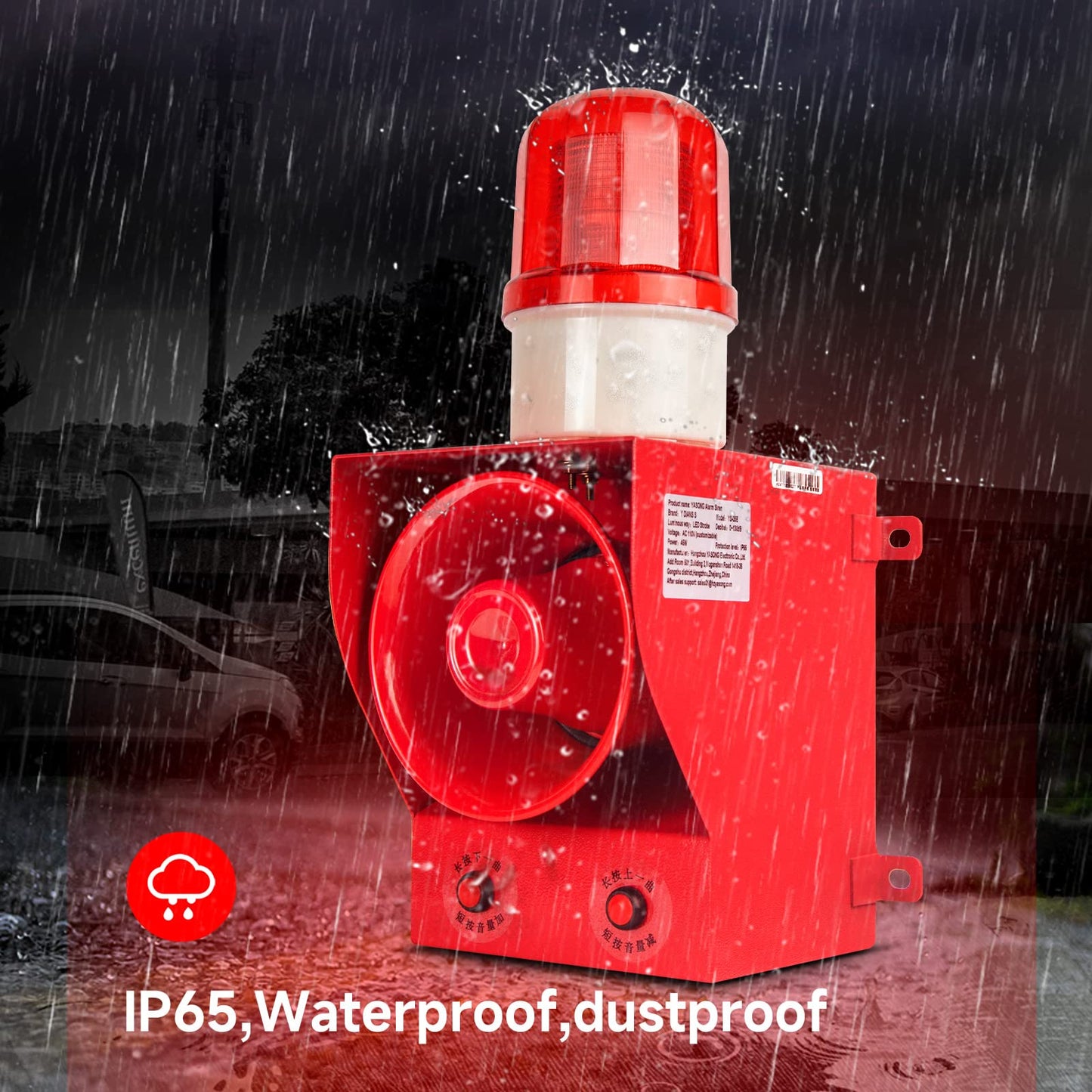 Alarma de Sirena YASONG 130dB Regulable para Entornos Ruidosos e Incendios