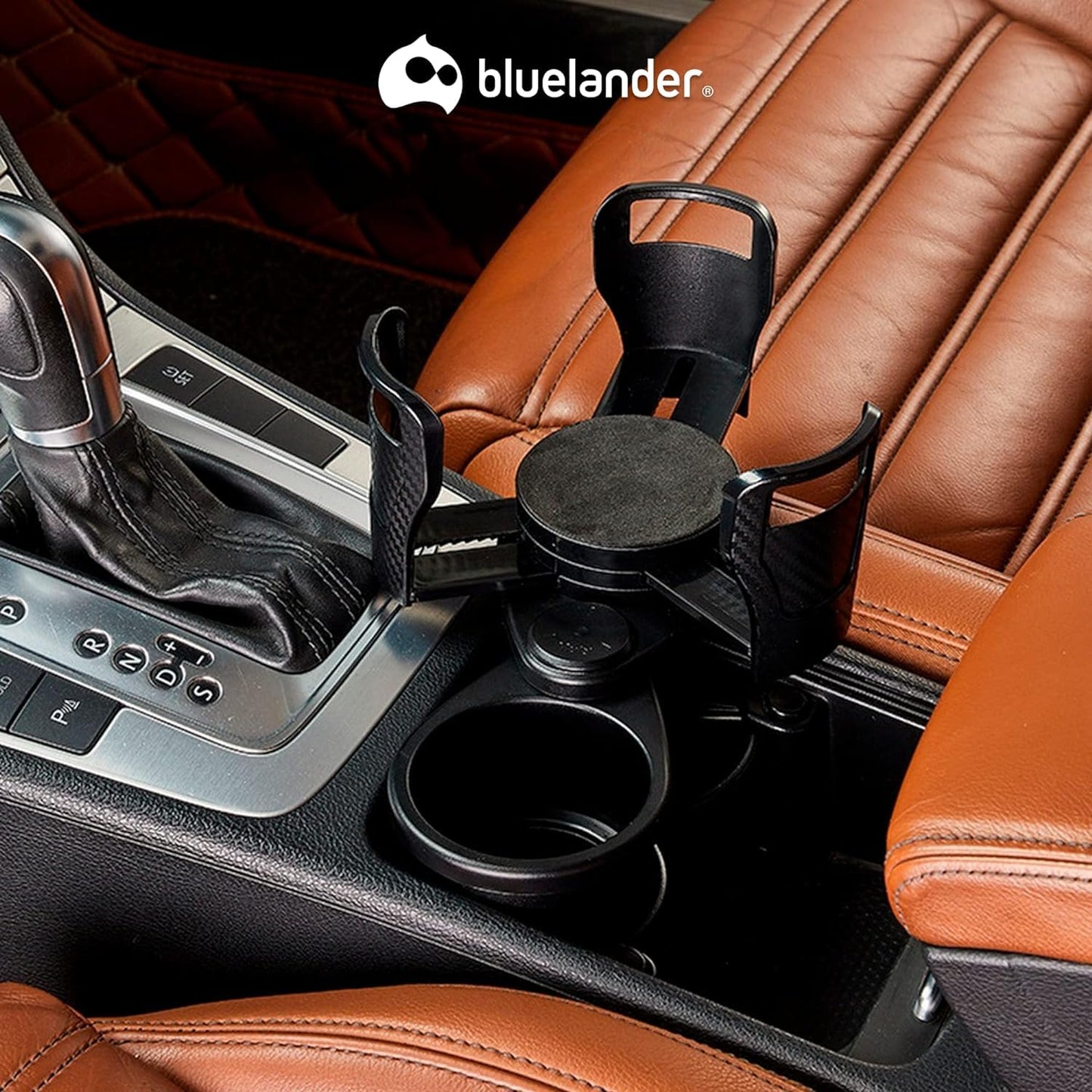 Bluelander Portavasos para Auto, Doble, Ajustable para Bebidas, Multifuncional, Compatibilidad Universal, Organizador de Celular, Gafas, Monedas, Color Negro