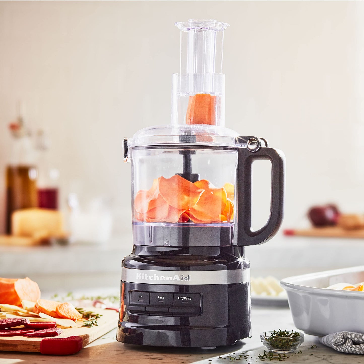 KitchenAid KFP0718OB 7-Cup Food Processor Chop, Puree, Shred and Slice - Onyx Black