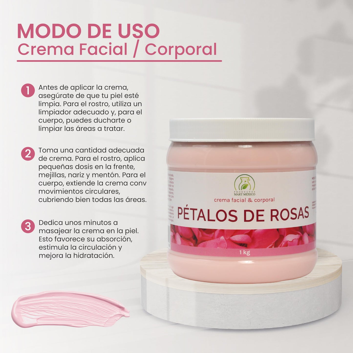 Crema De Pétalos De Rosas Piel Seca Productos Mart Mexico 1 kilo
