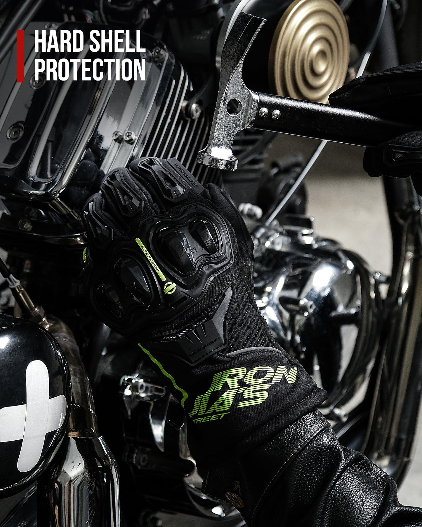 Iron JIA'S Guantes de Motos Invierno cálido Impermeable Cubierta Guantes de protección a Prueba de Viento Guantes Luvas Puede Pantalla táctil