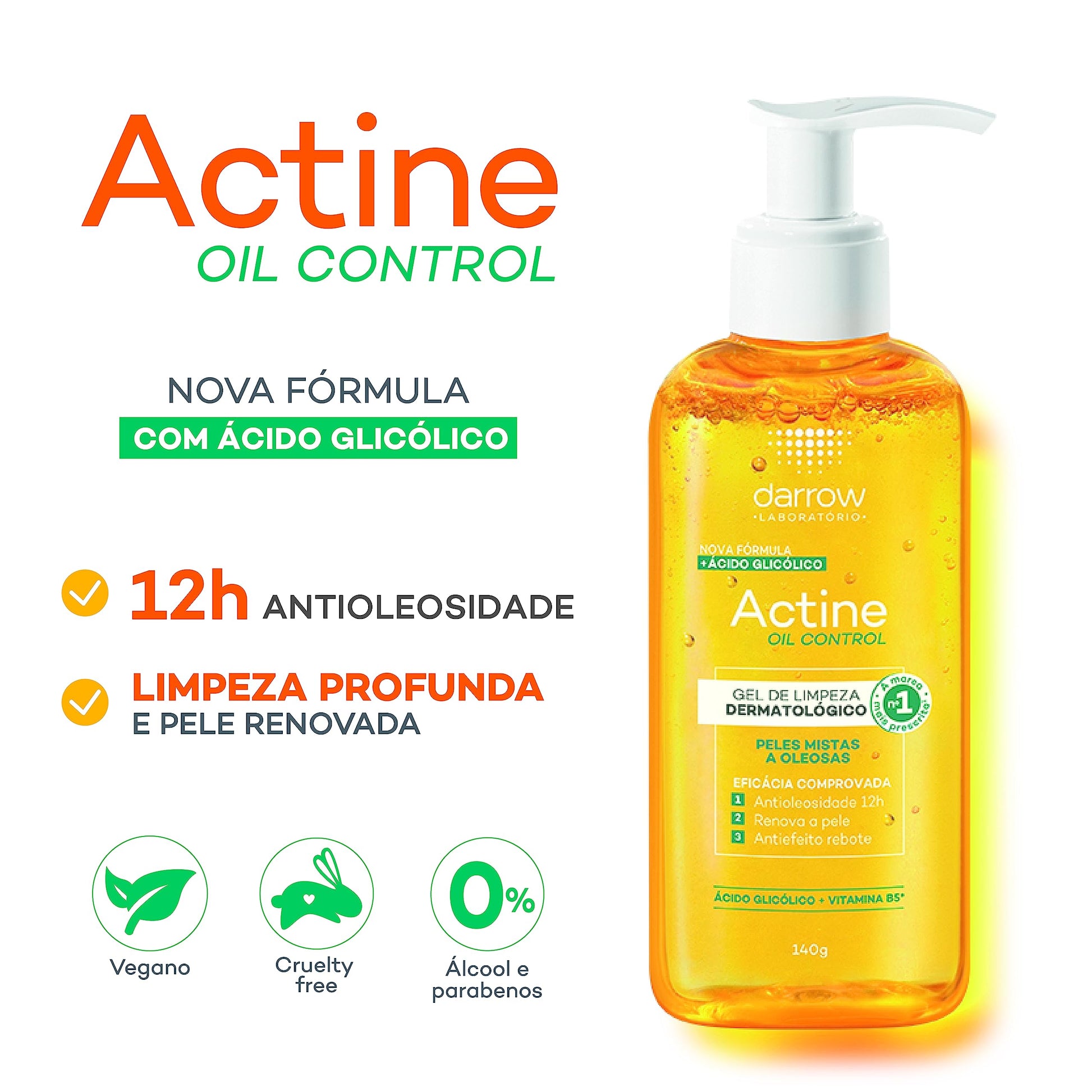Darrow Actine Oil Control Gel Limpiador con Vitamina C, 140ml