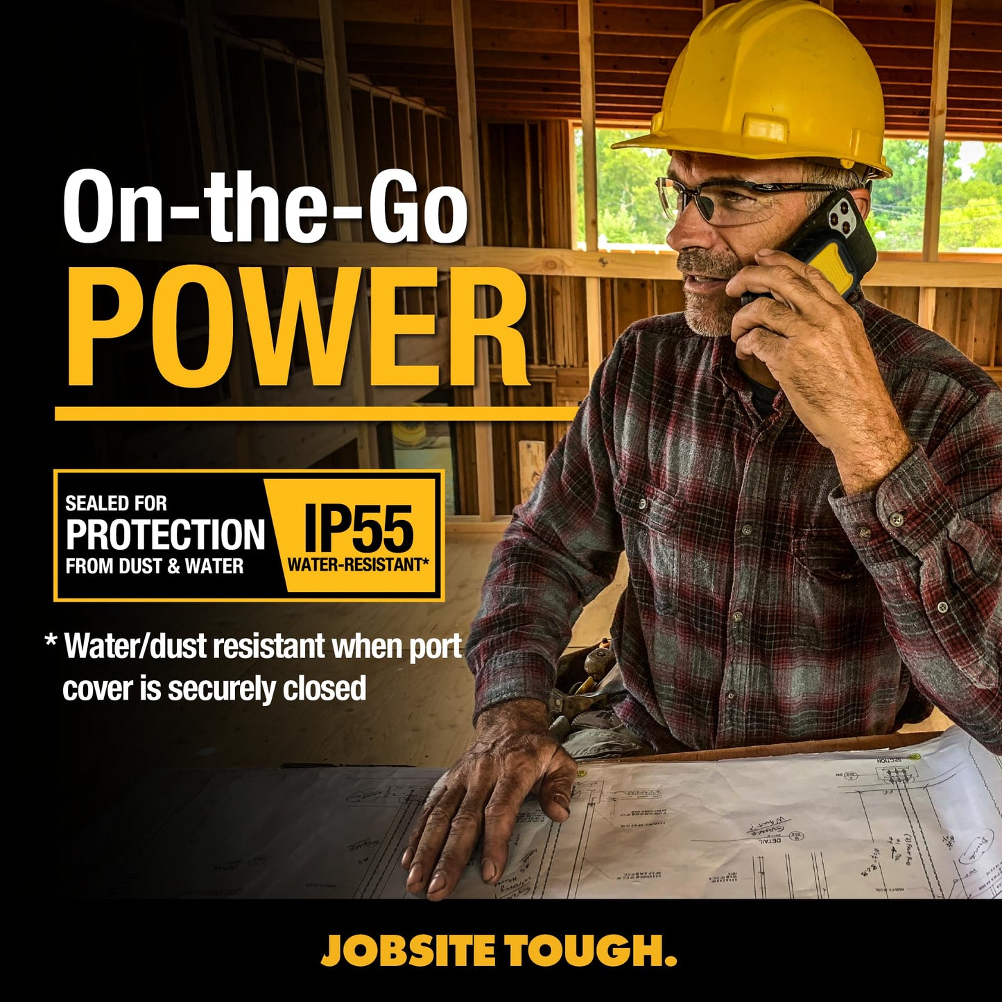 DEWALT - Banco de energía magnético resistente de 5.000 mAh, cargador portátil inalámbrico resistente, batería de carga rápida de 18 W, USB-C a C con cable adaptador USB de 4 pies, resistente al agua