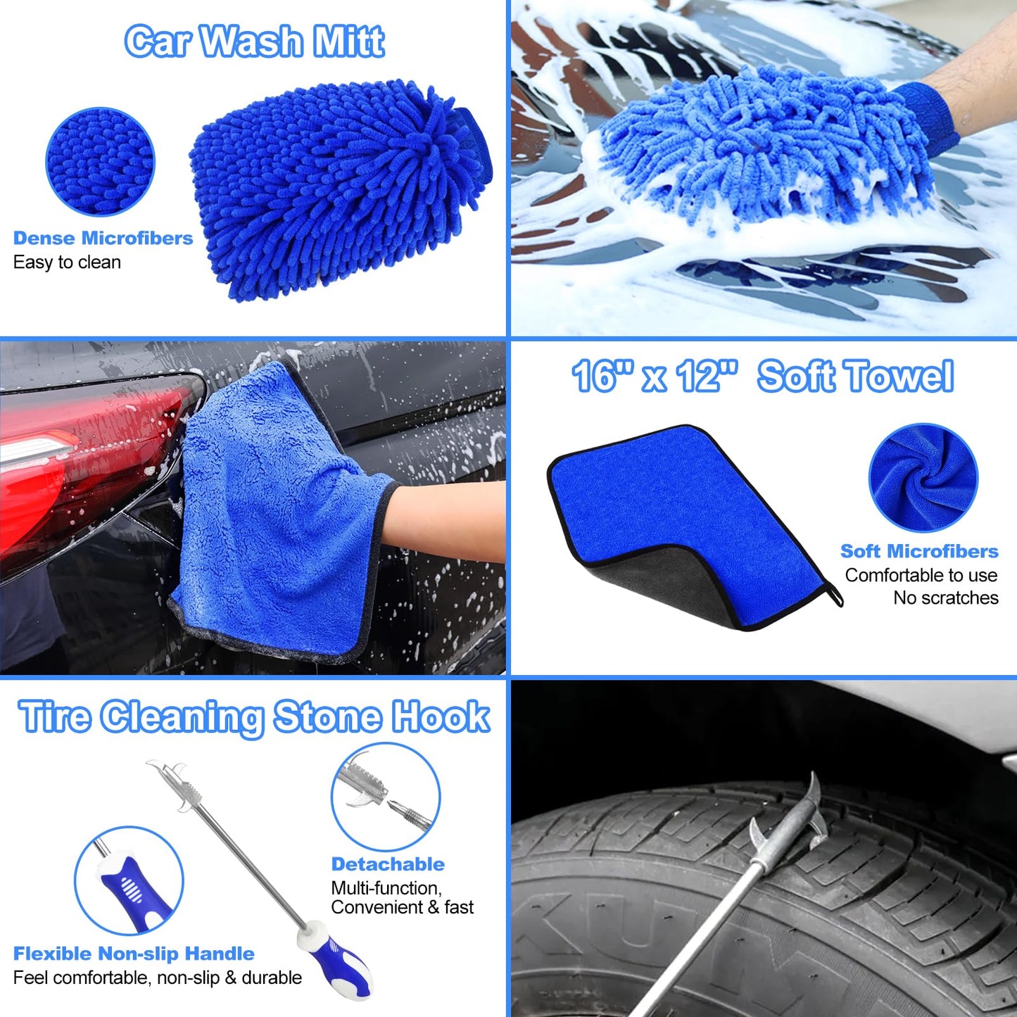 Juego de 12 cepillos de rueda para limpiar ruedas y neumáticos, cepillo para polvo de rueda y llanta, cepillos de detalles de coche, cepillo para polvo de neumáticos, cepillo para polvo de limpieza