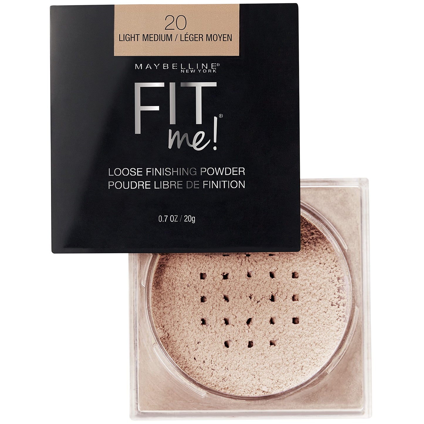 MAYBELLINE - Polvo de acabado suelto Fit Me, ligero, mediano, 0.7 oz.