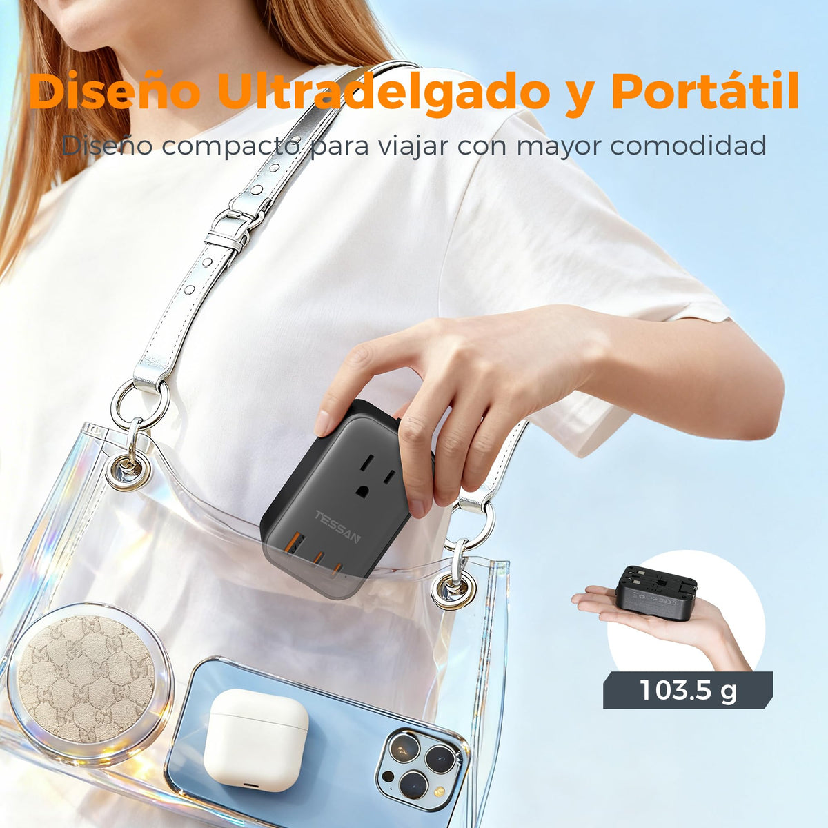 Adaptador Universal de Viaje TESSAN Blanco 20W Enchufe Europeo