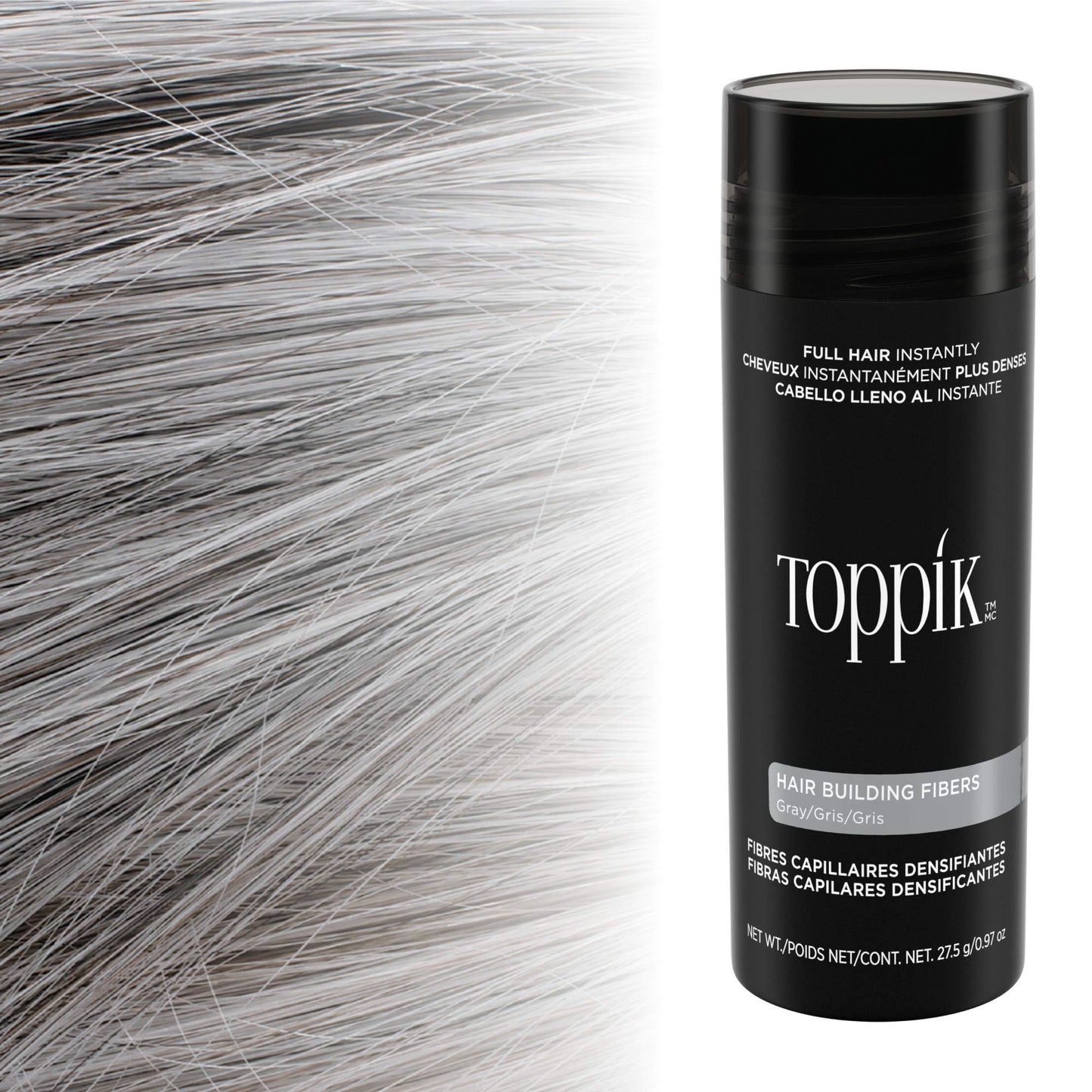 TOPPIK Fibras de construcción de pelo, Gris, 1.94 oz.