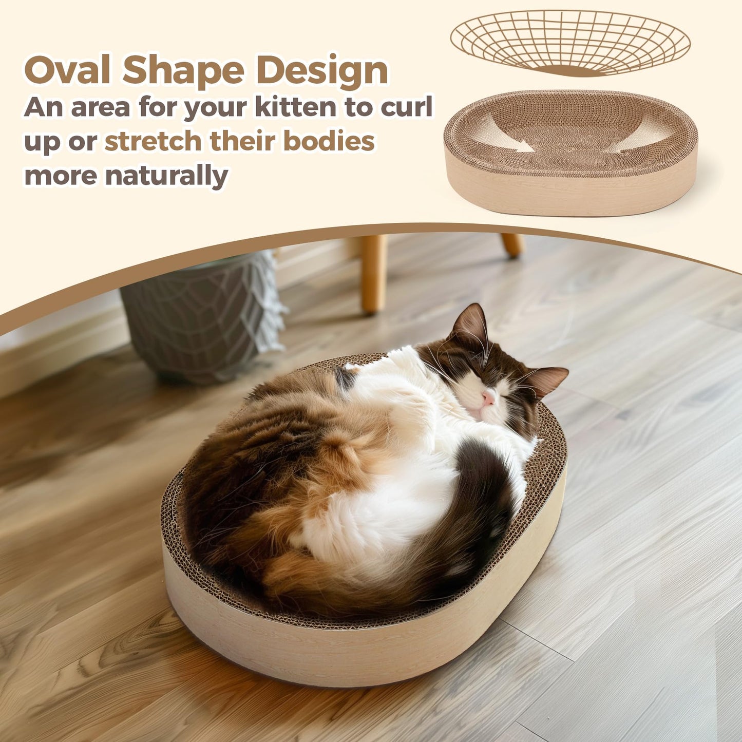 ComSaf Tabla De Rascar para Gatos - Rascador De Gatos para Gatos De Interior, Almohadilla para Raspar Gatos De Cartón Oval Cat Rascador Cama para Gatito, Durable Cat Scratcher Bowl Circle, P