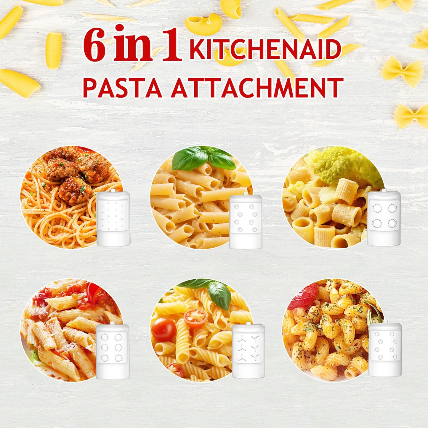 Accesorio para Máquina de Pasta Kitchenaid Acero Inoxidable con Seis Formas de Salida, apto para Lavaplatos