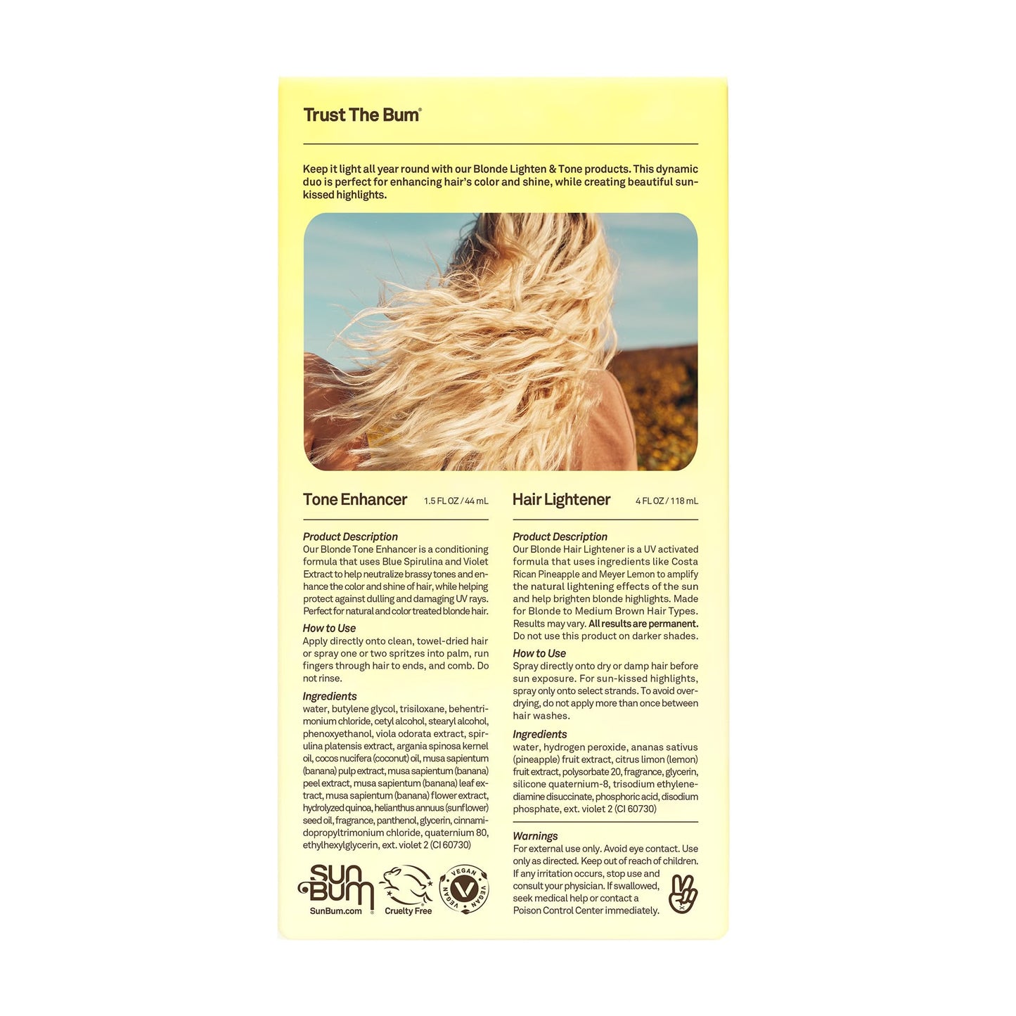 Kit de Aclarado y Tono Sun Bum Ligero Viaje para Rubias