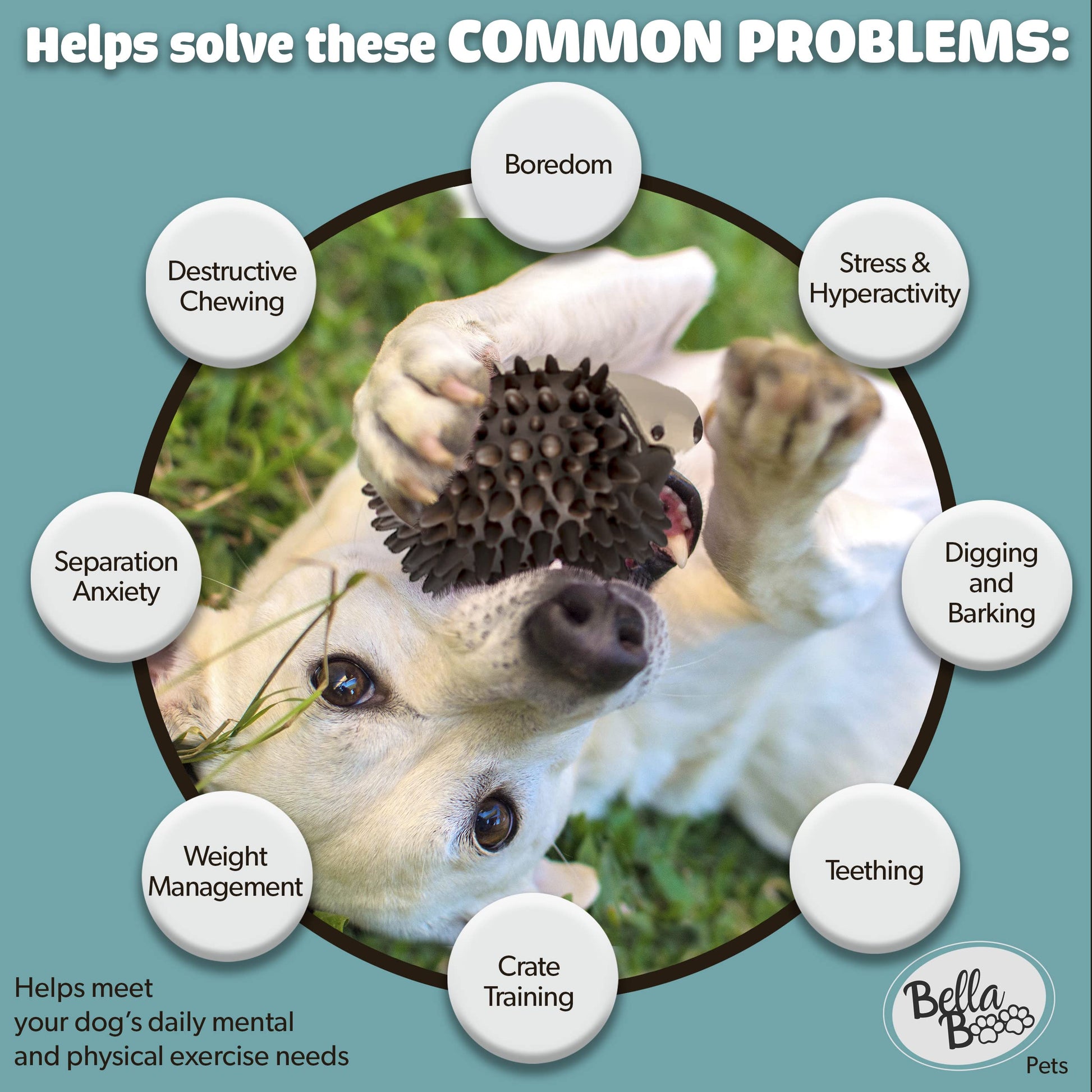 Juguete Interactivo BellaBoo Pets Rojo con Dispensador de Alimentos para Perros Fuertes de Raza Mediana y Grande